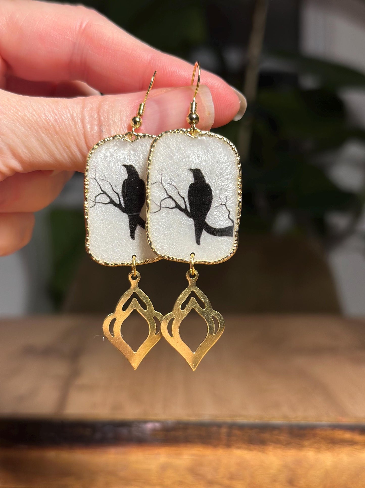 Resin and beaded earrings