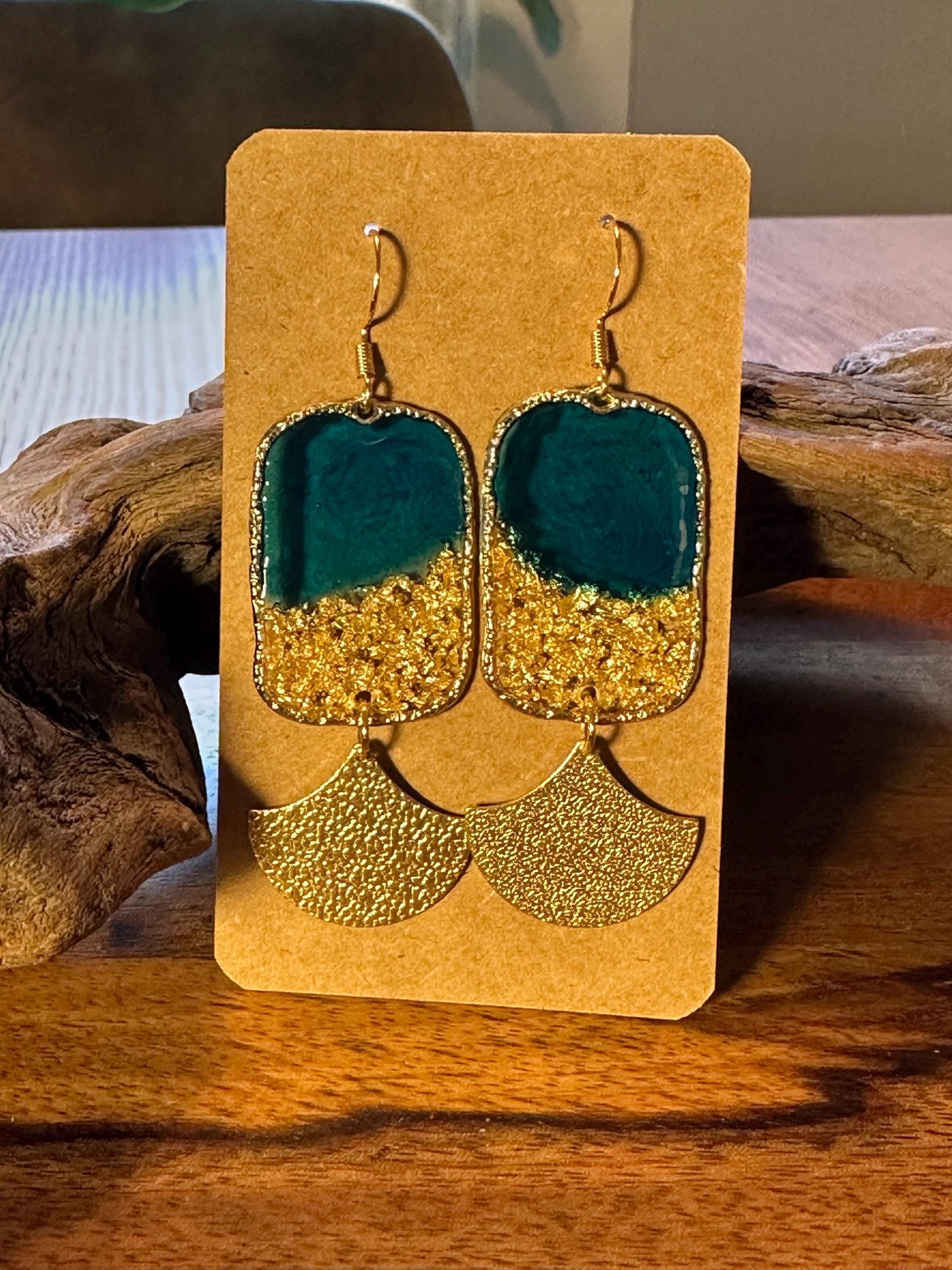 Resin and beaded earrings