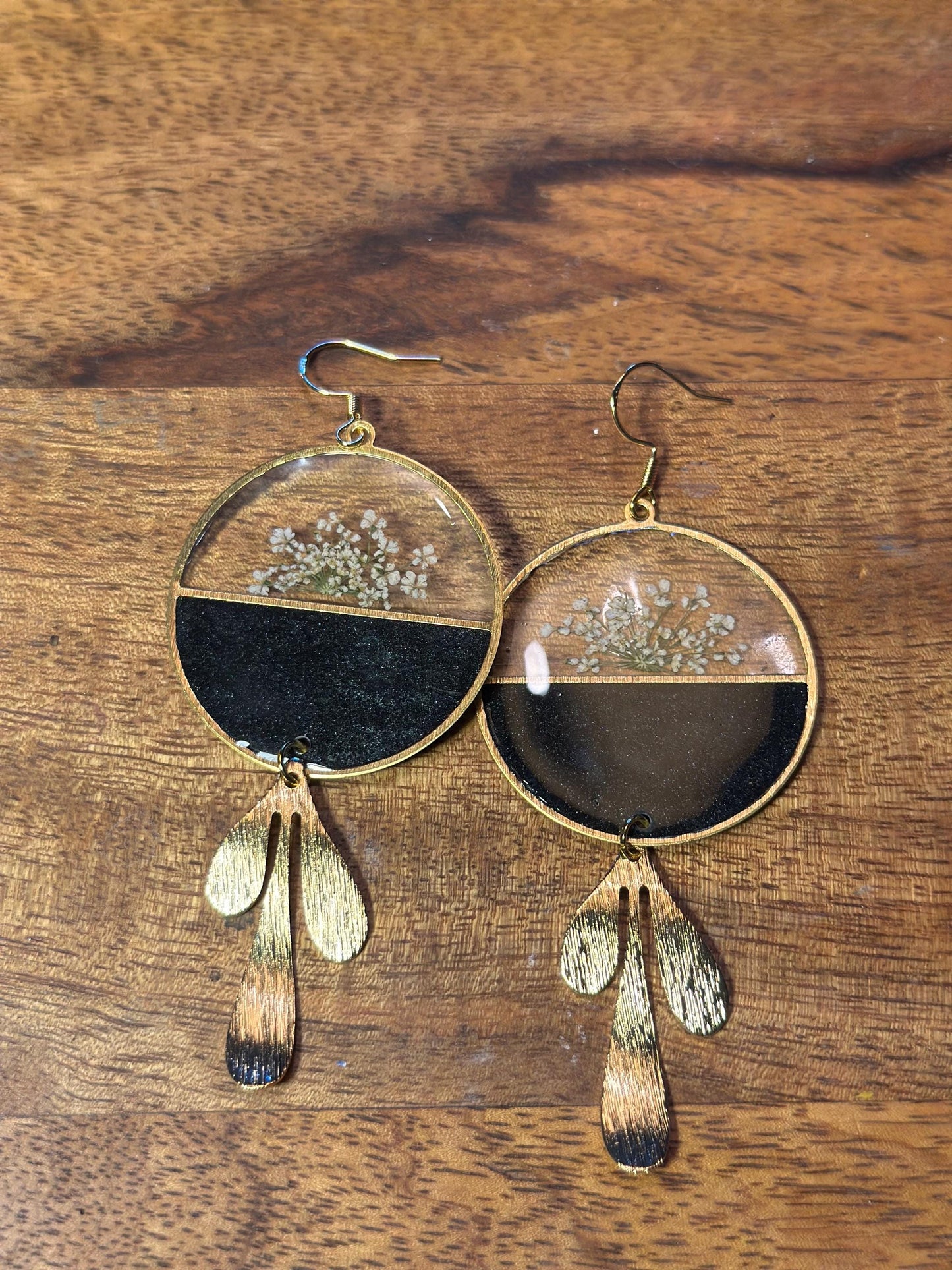 Resin and beaded earrings