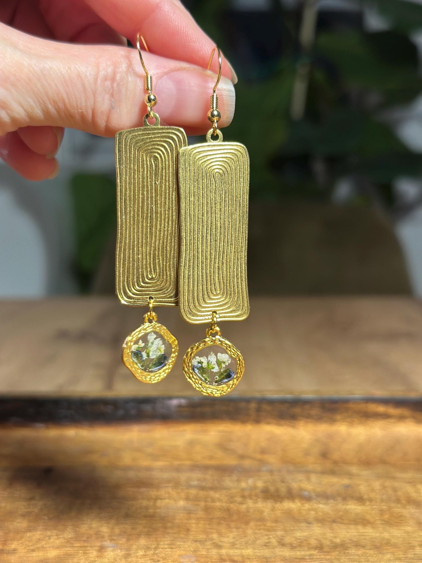 Resin and beaded earrings