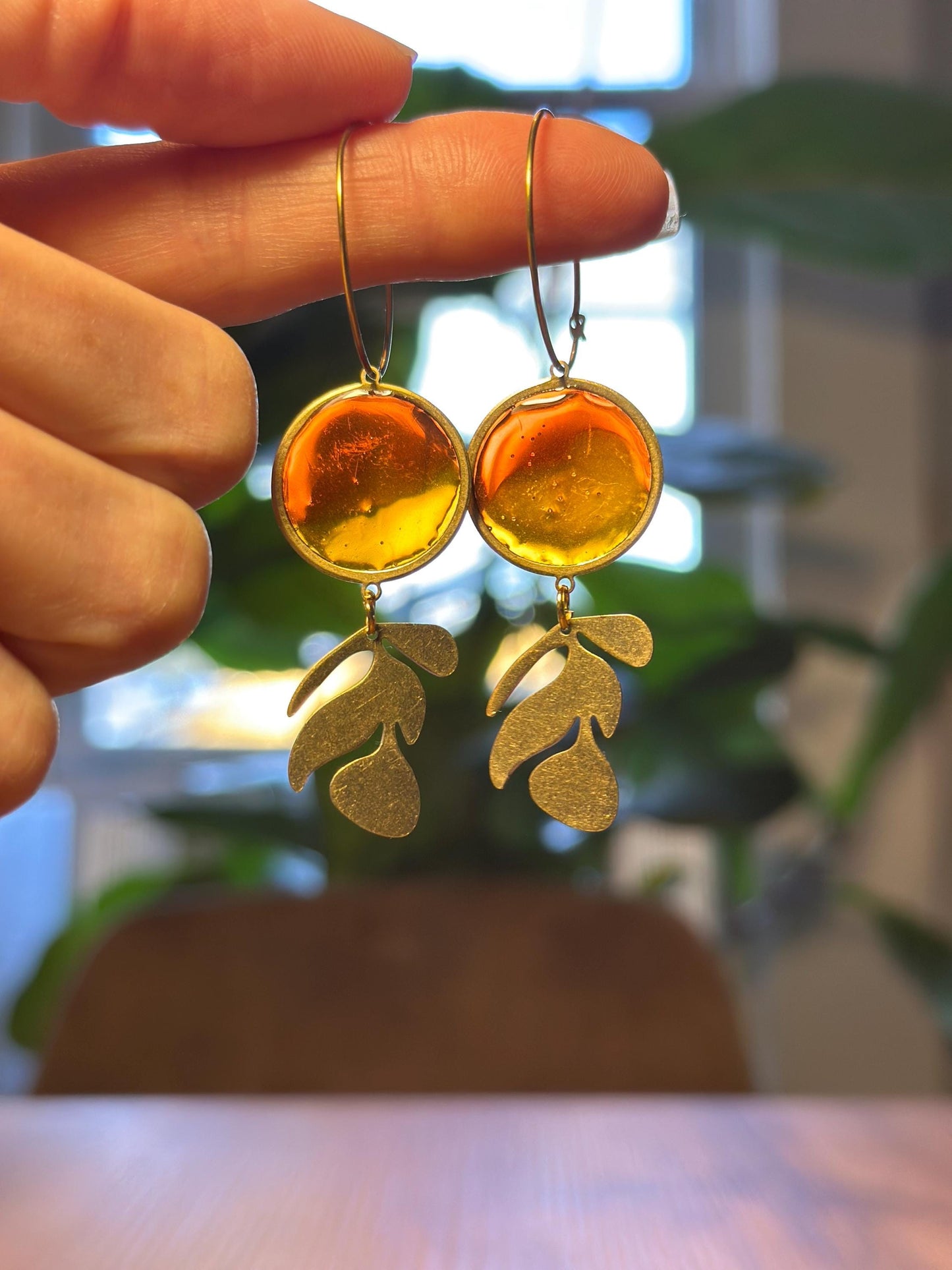 Resin and beaded earrings