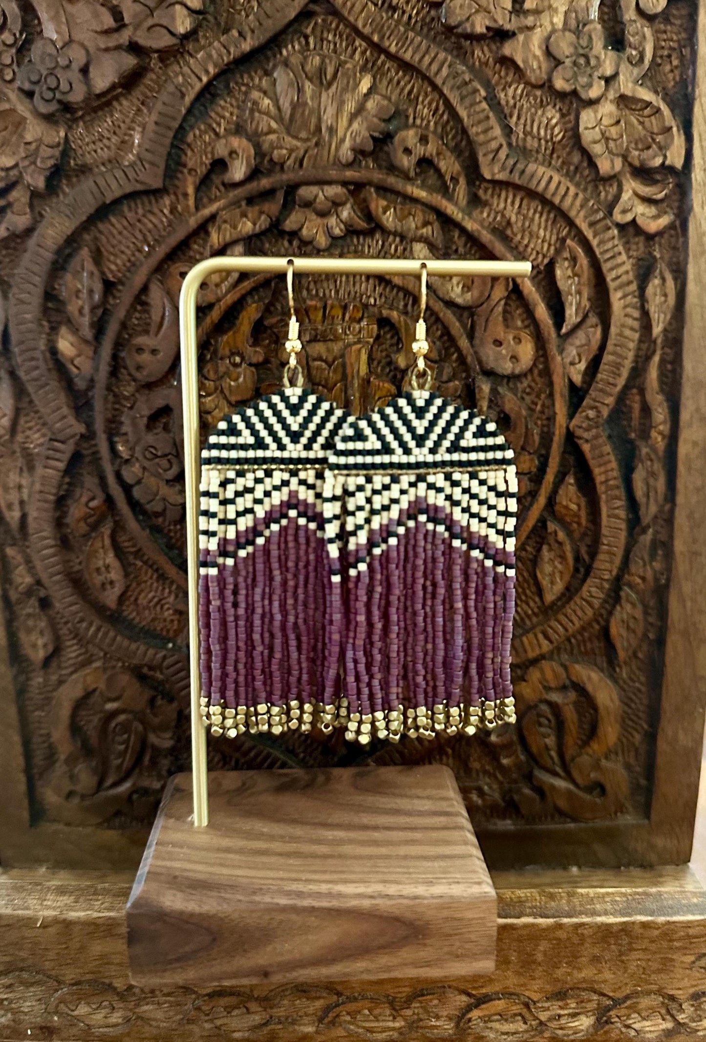 Hand-Beaded Fringe Earrings