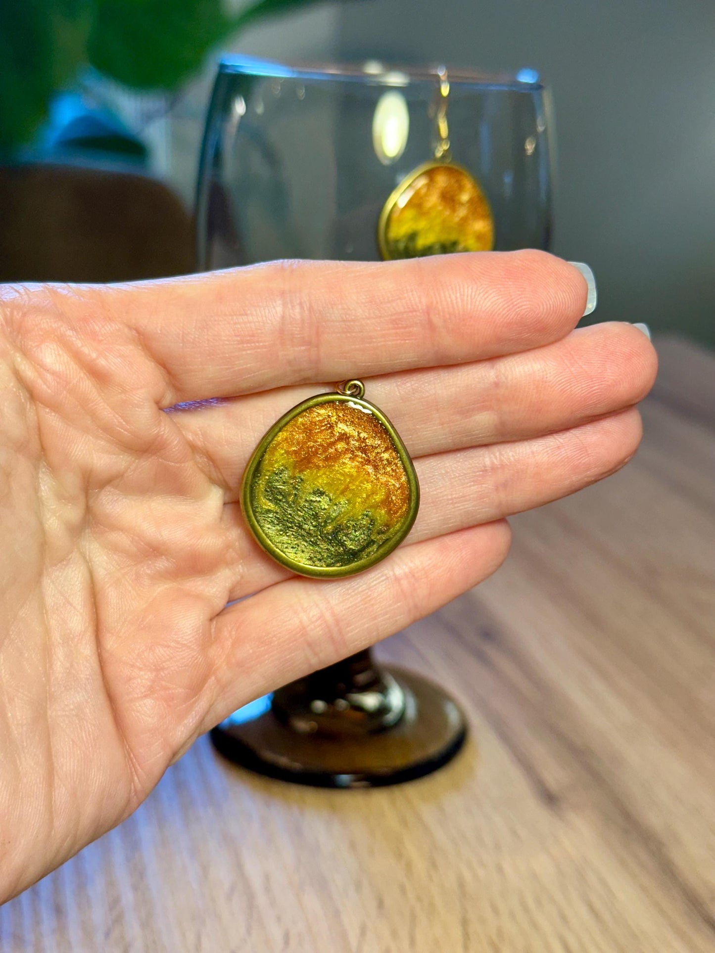 Resin and beaded earrings