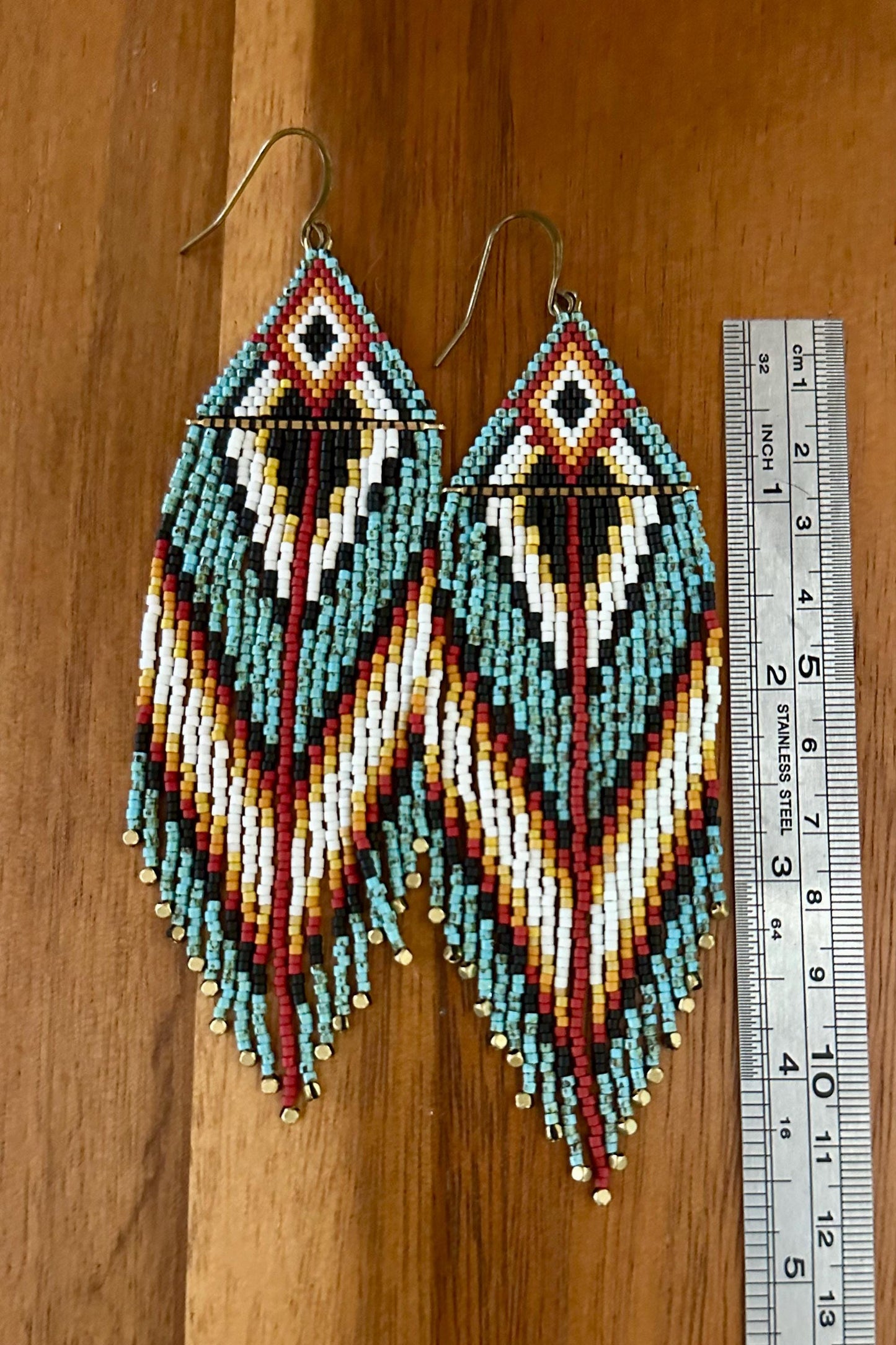 Hand-Beaded Fringe Earrings