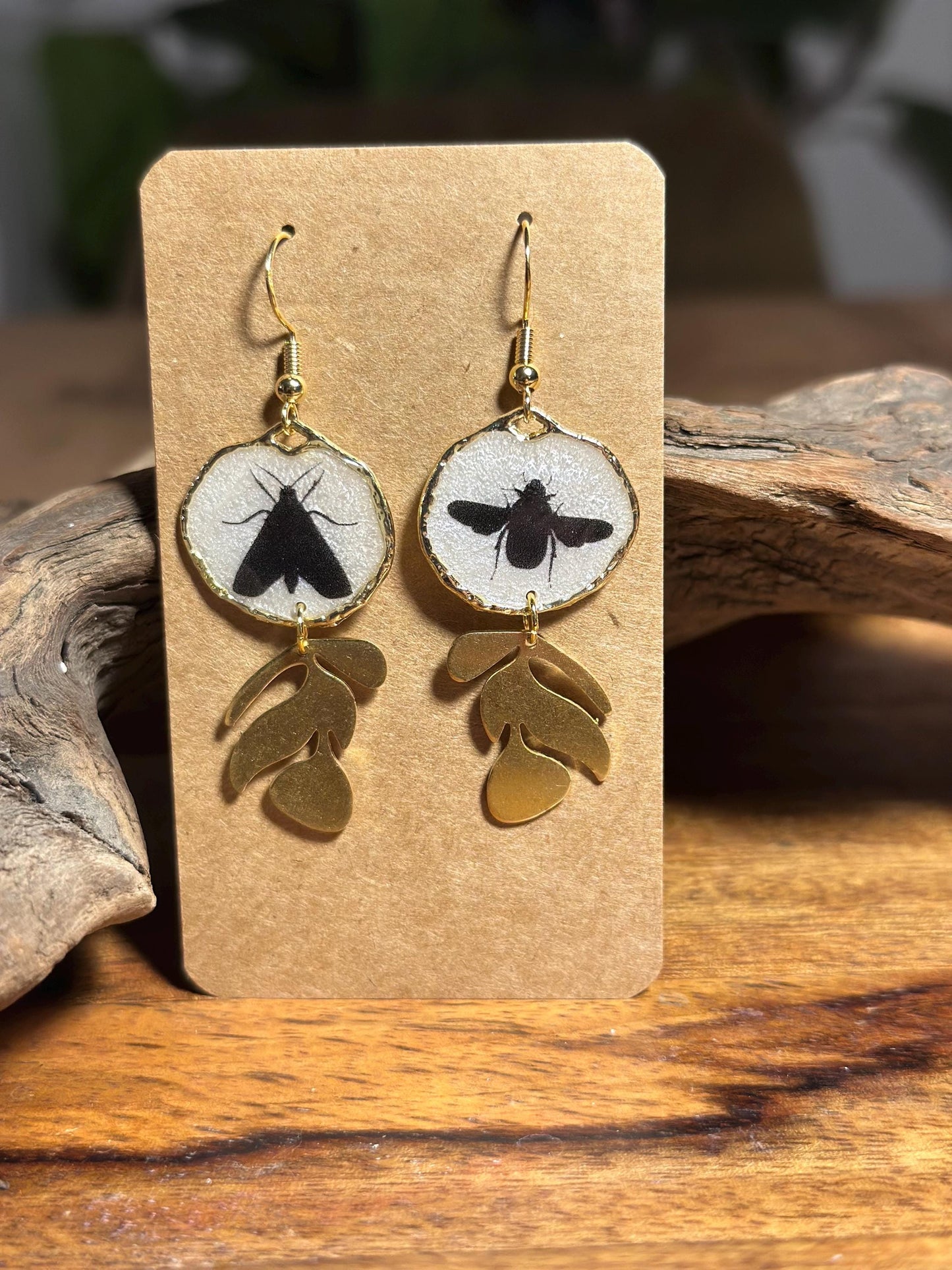 Resin and beaded earrings