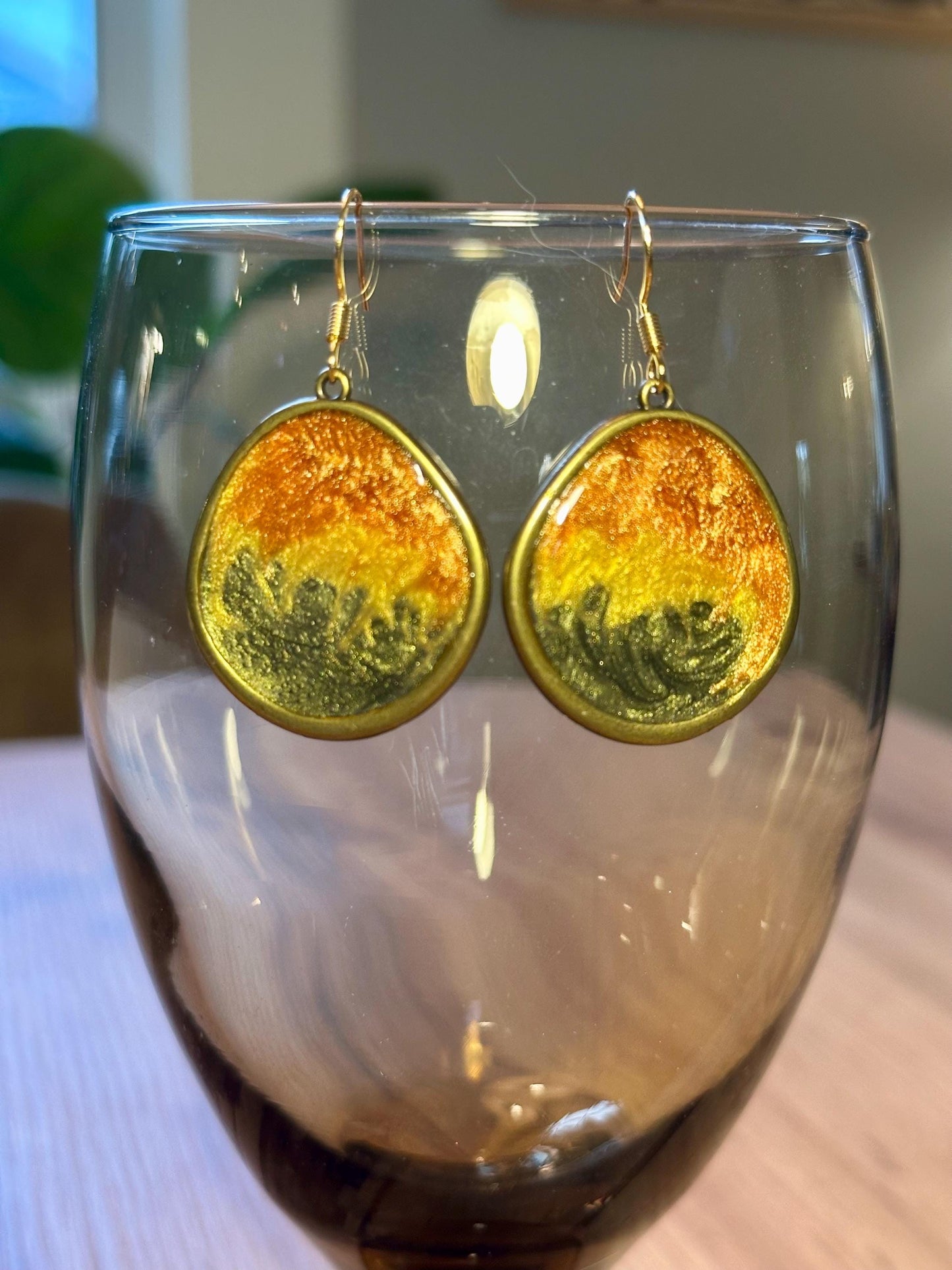 Resin and beaded earrings