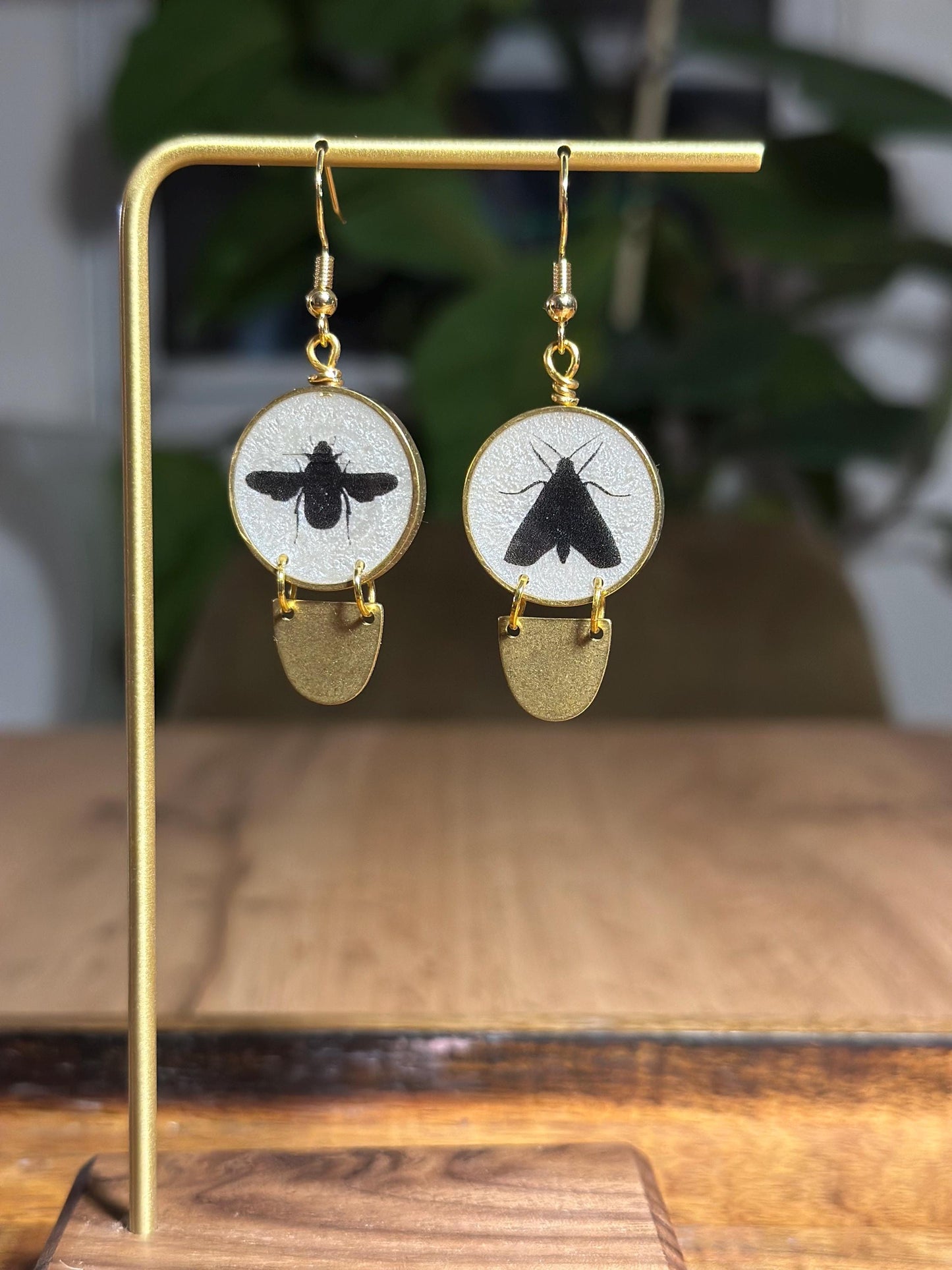 Resin and beaded earrings