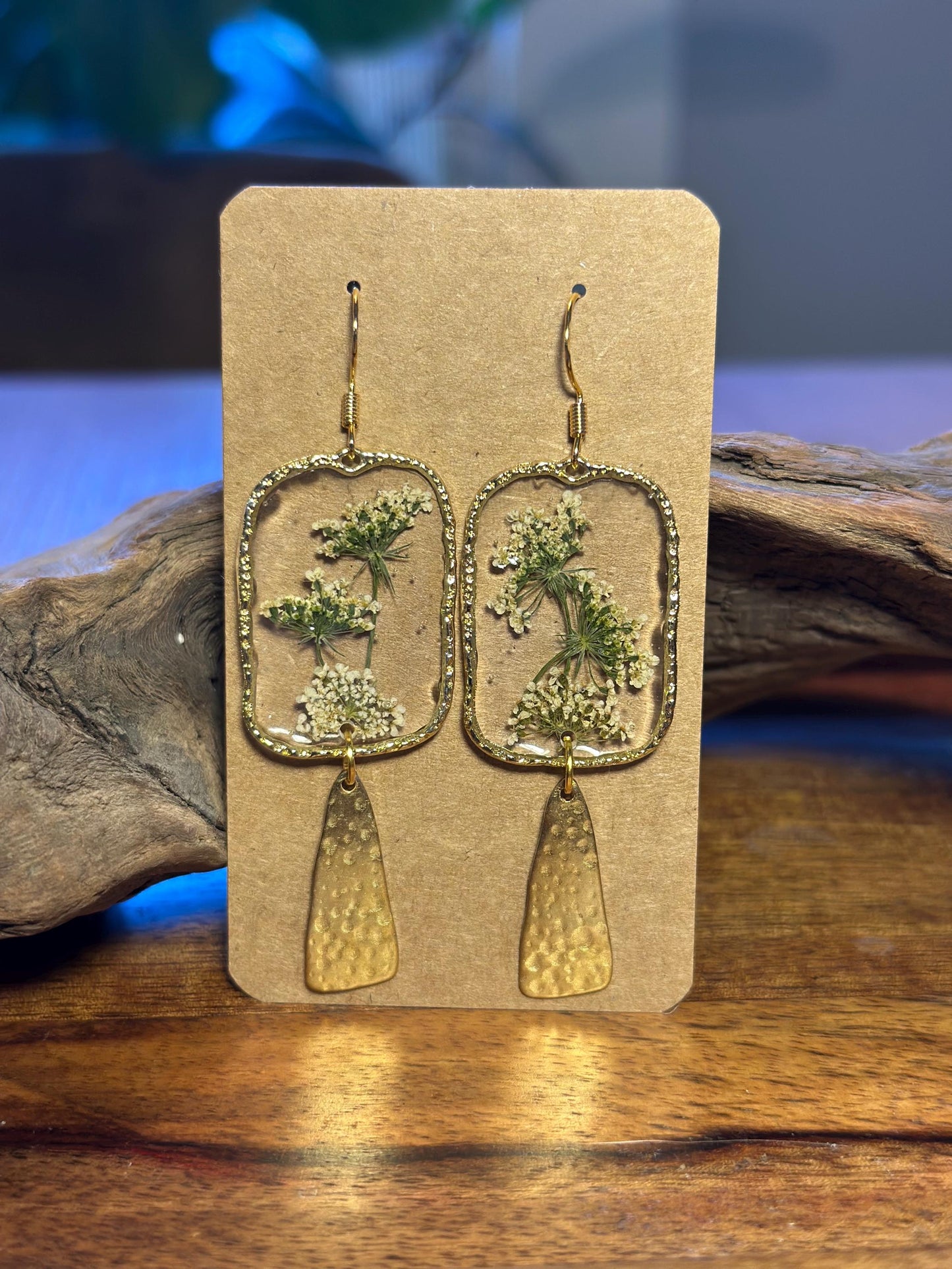 Resin and pressed flower earrings