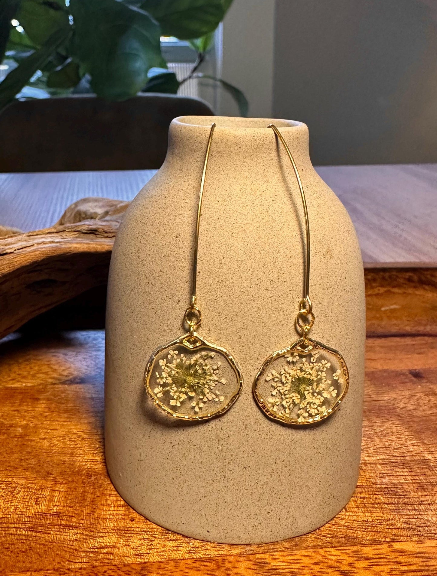 Resin and pressed flower earrings