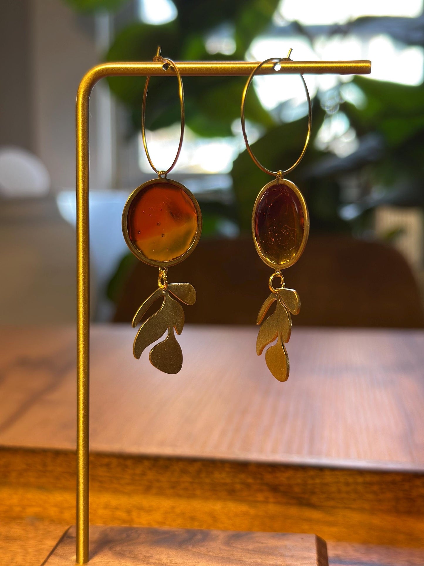 Resin and beaded earrings