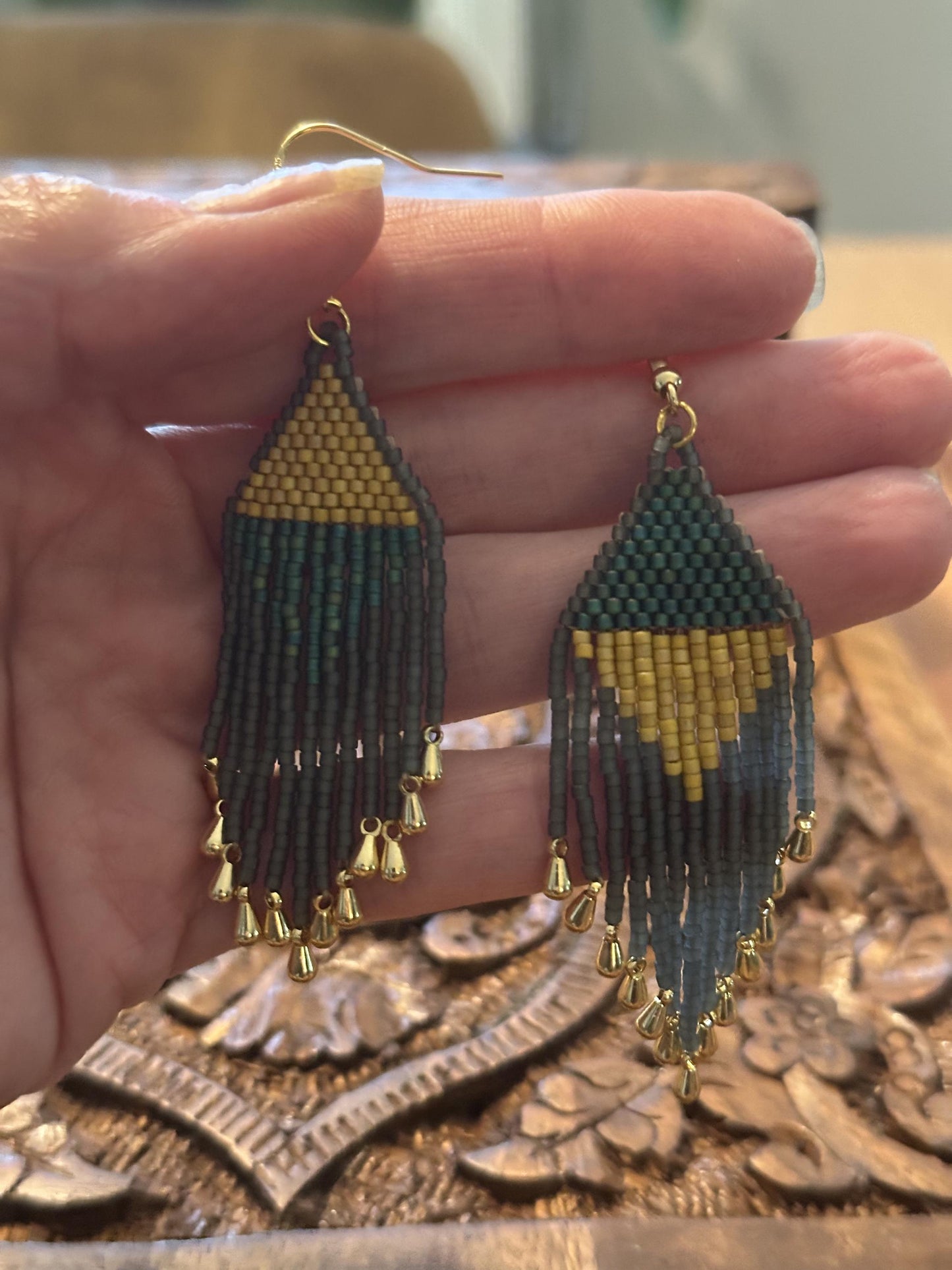 Hand-Beaded Fringe Earrings