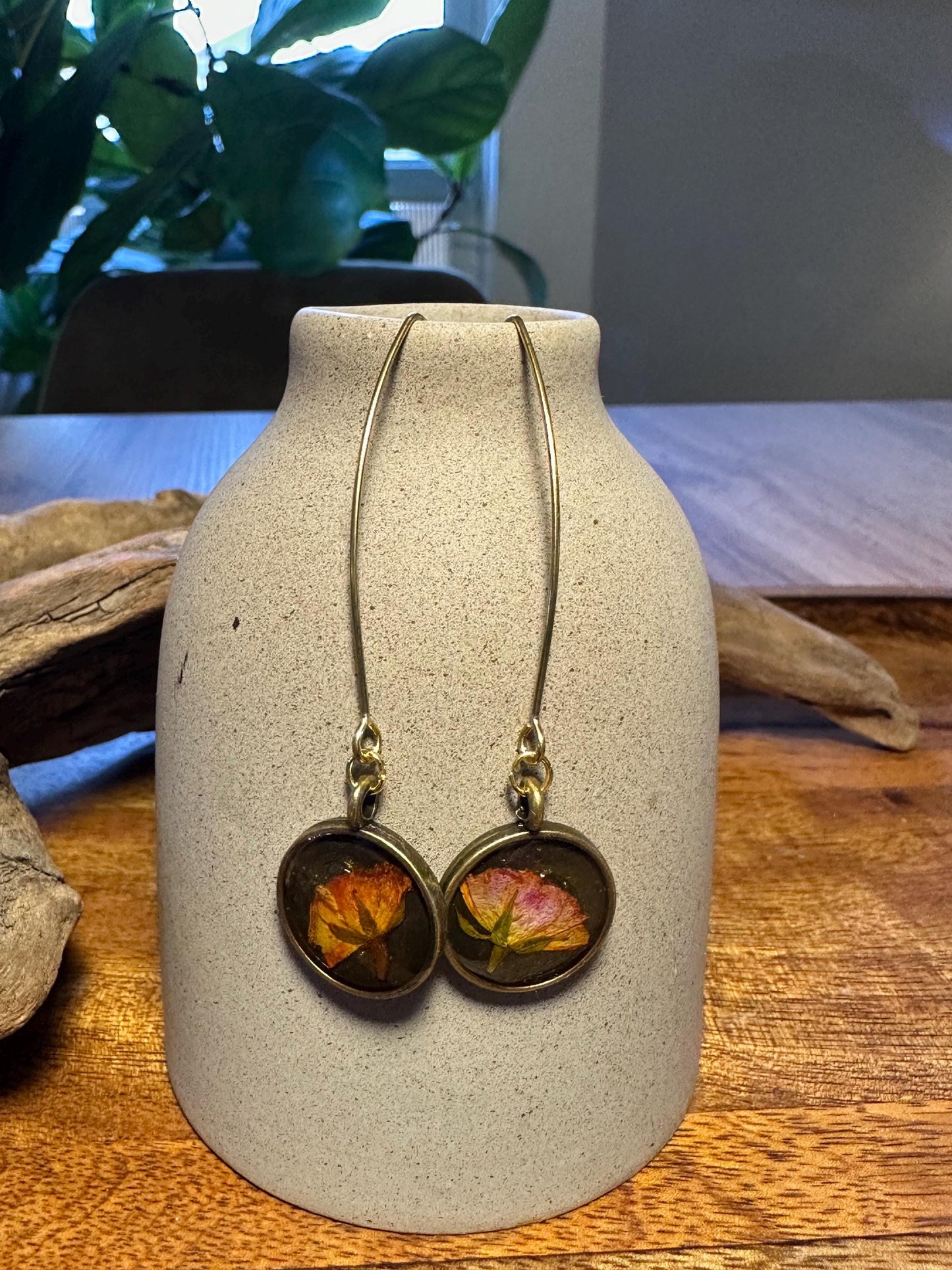 Resin and pressed flower earrings