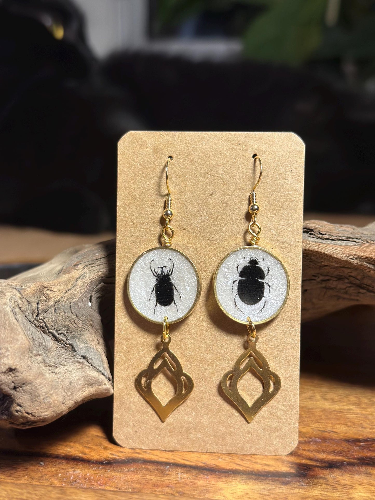 Resin and beaded earrings