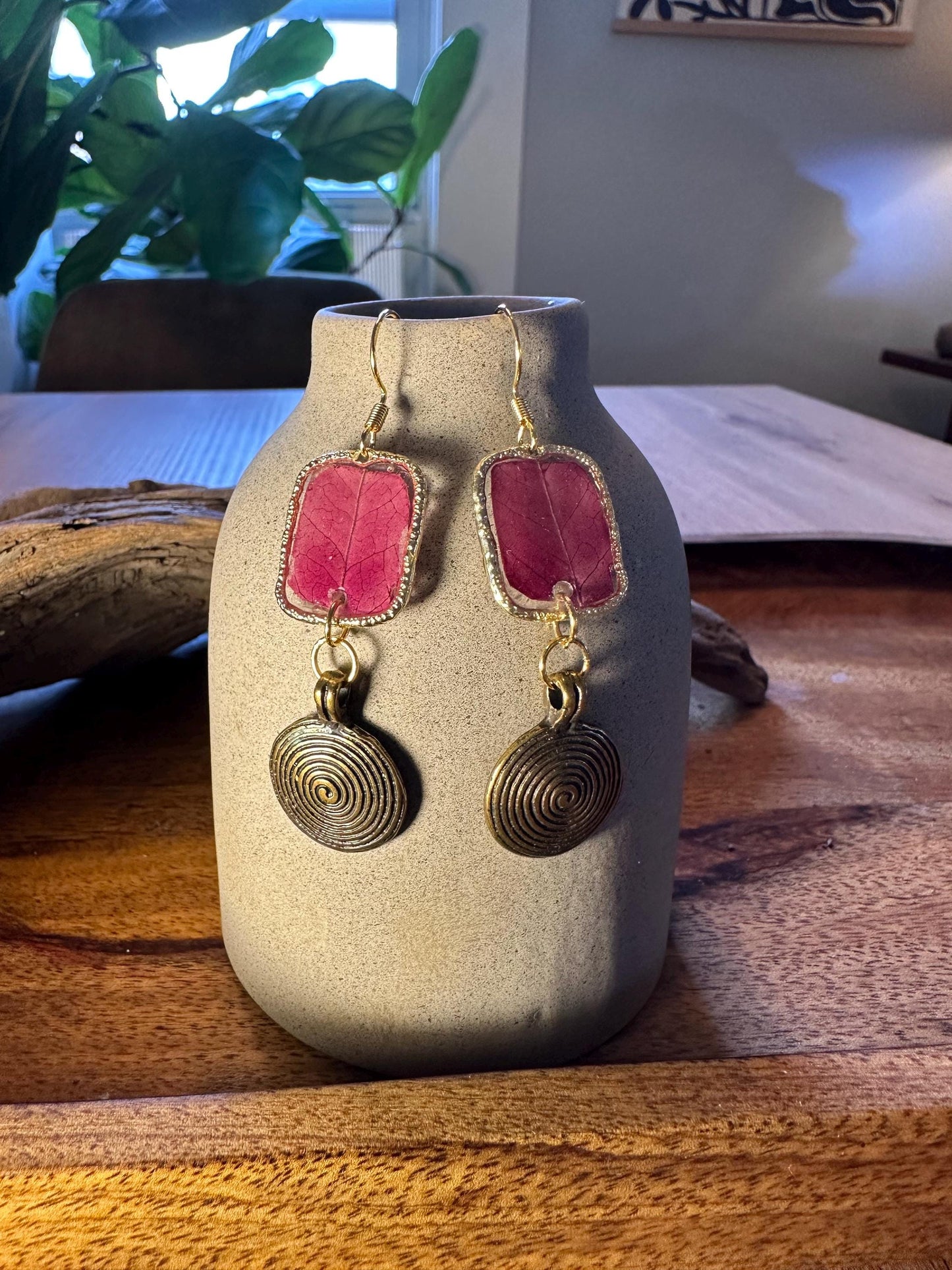 Resin and pressed flower earrings