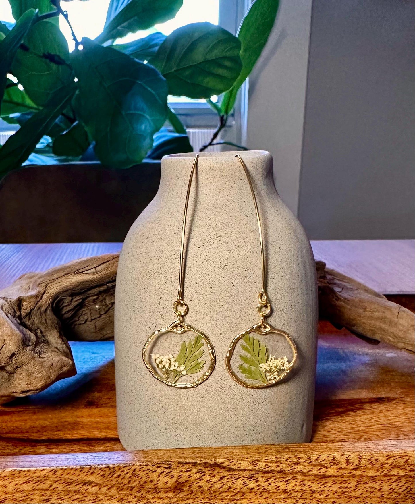 Resin and pressed flower earrings