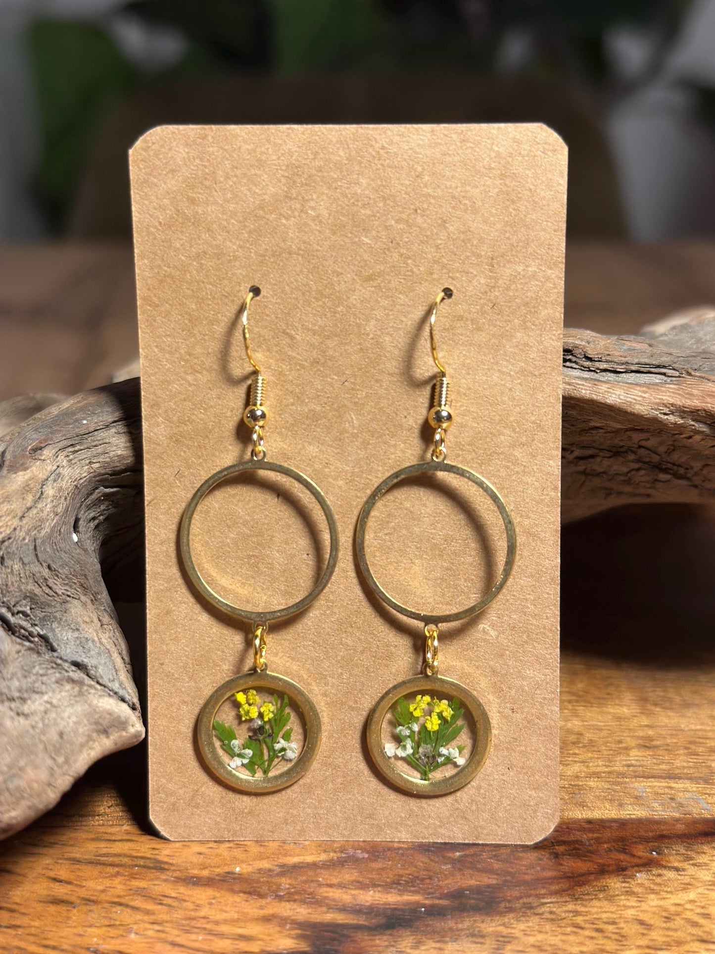Resin and pressed flower earrings