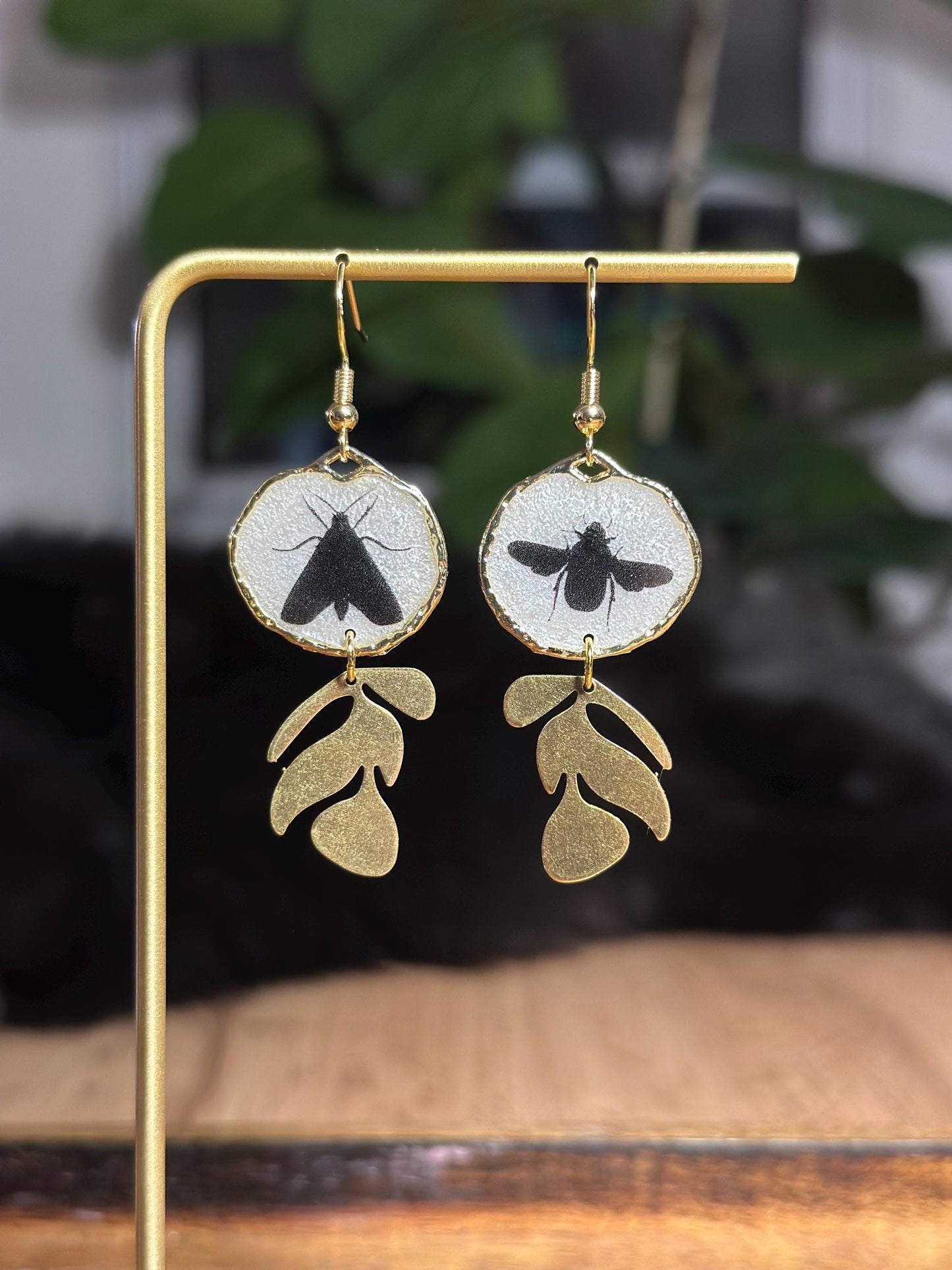 Resin and beaded earrings