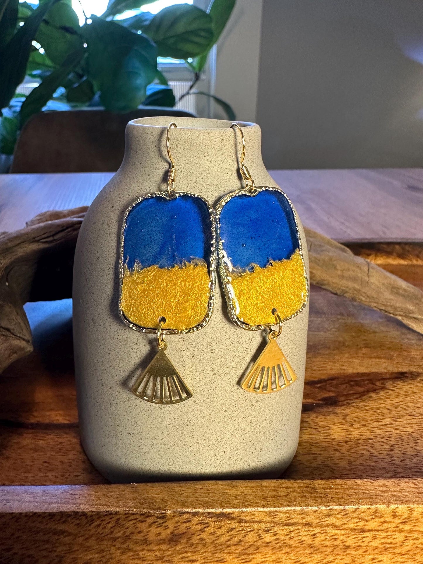 Resin and beaded earrings