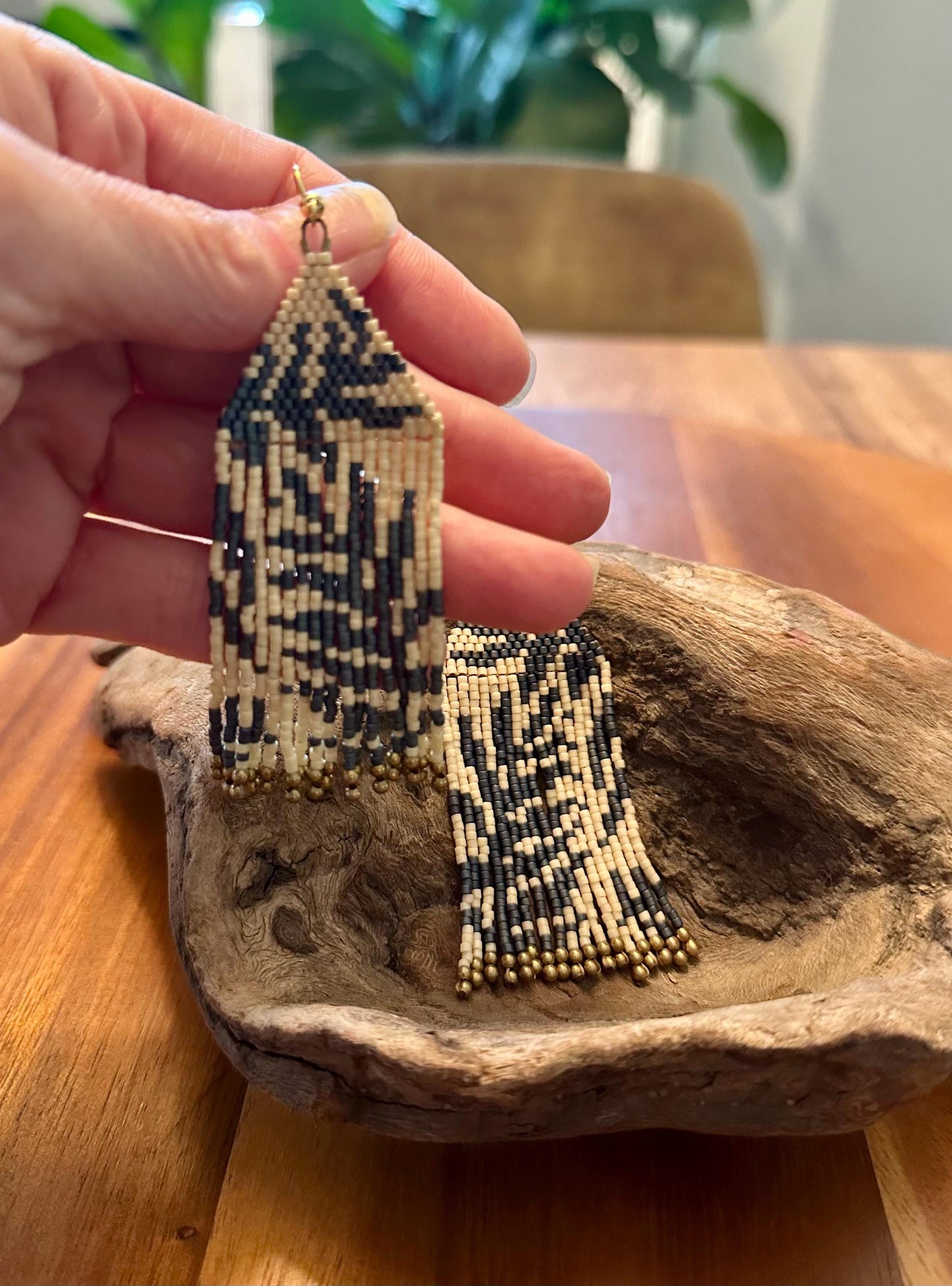 Hand-Beaded Fringe Earrings