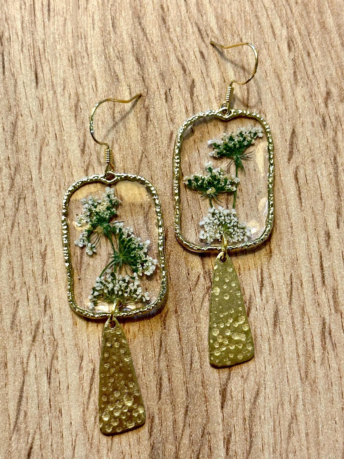 Resin and pressed flower earrings