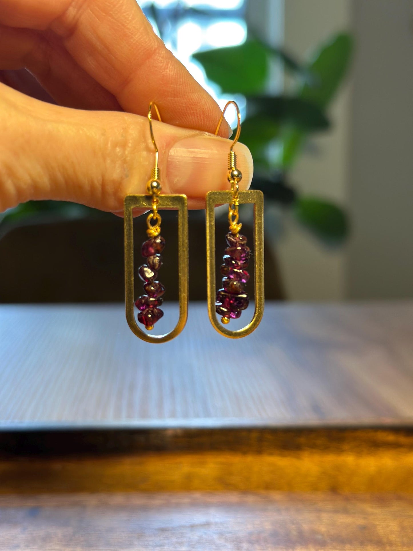 Beaded amethyst earrings