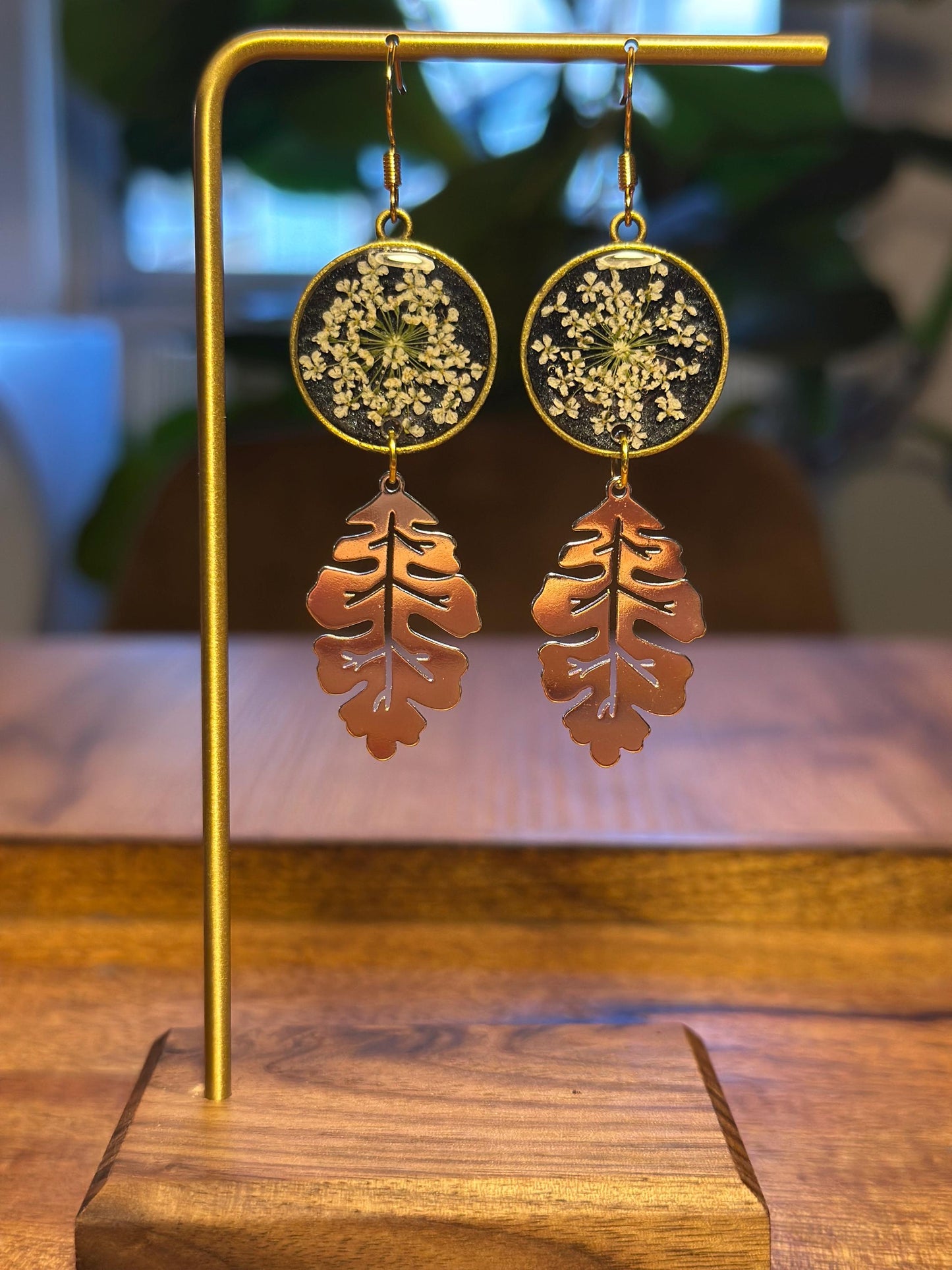 Resin and beaded earrings