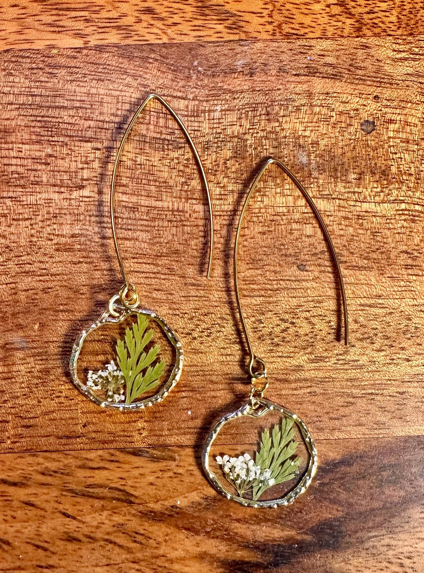 Resin and pressed flower earrings