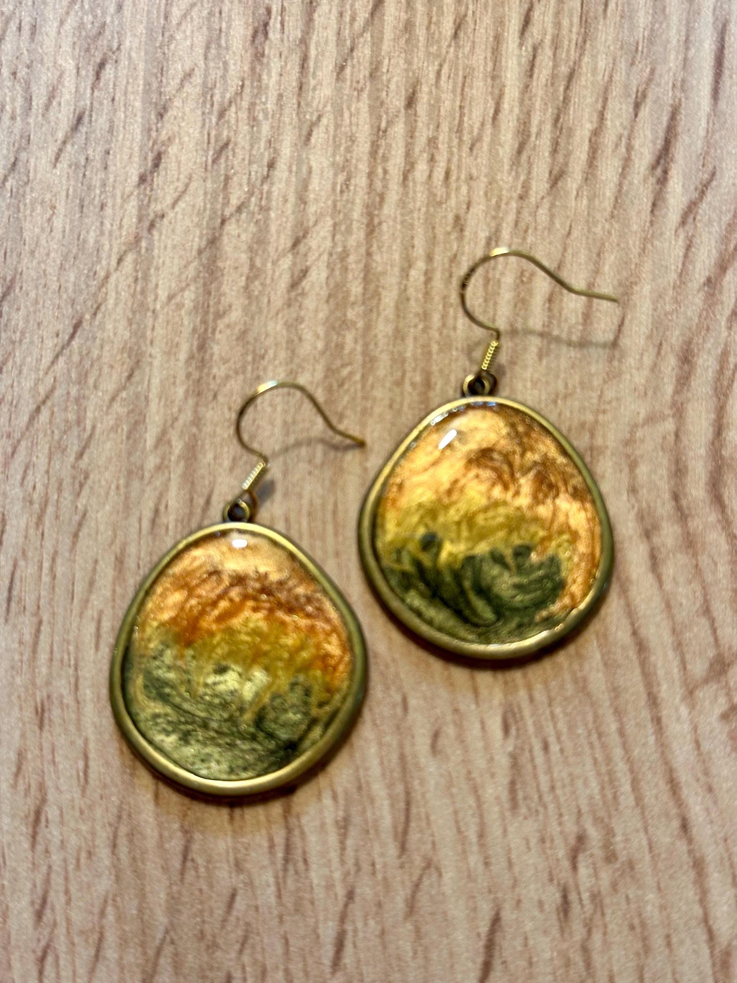 Resin and beaded earrings