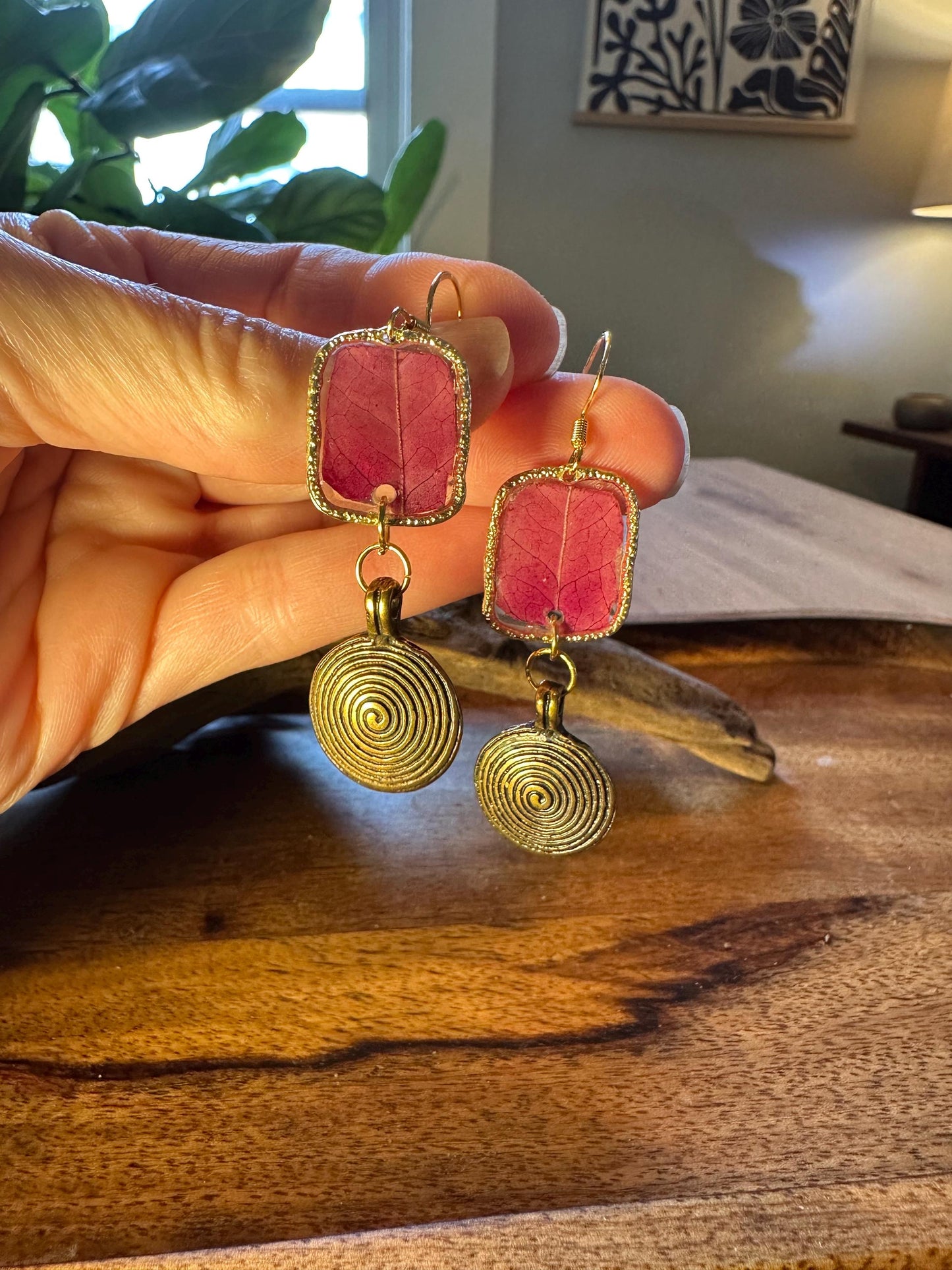 Resin and pressed flower earrings