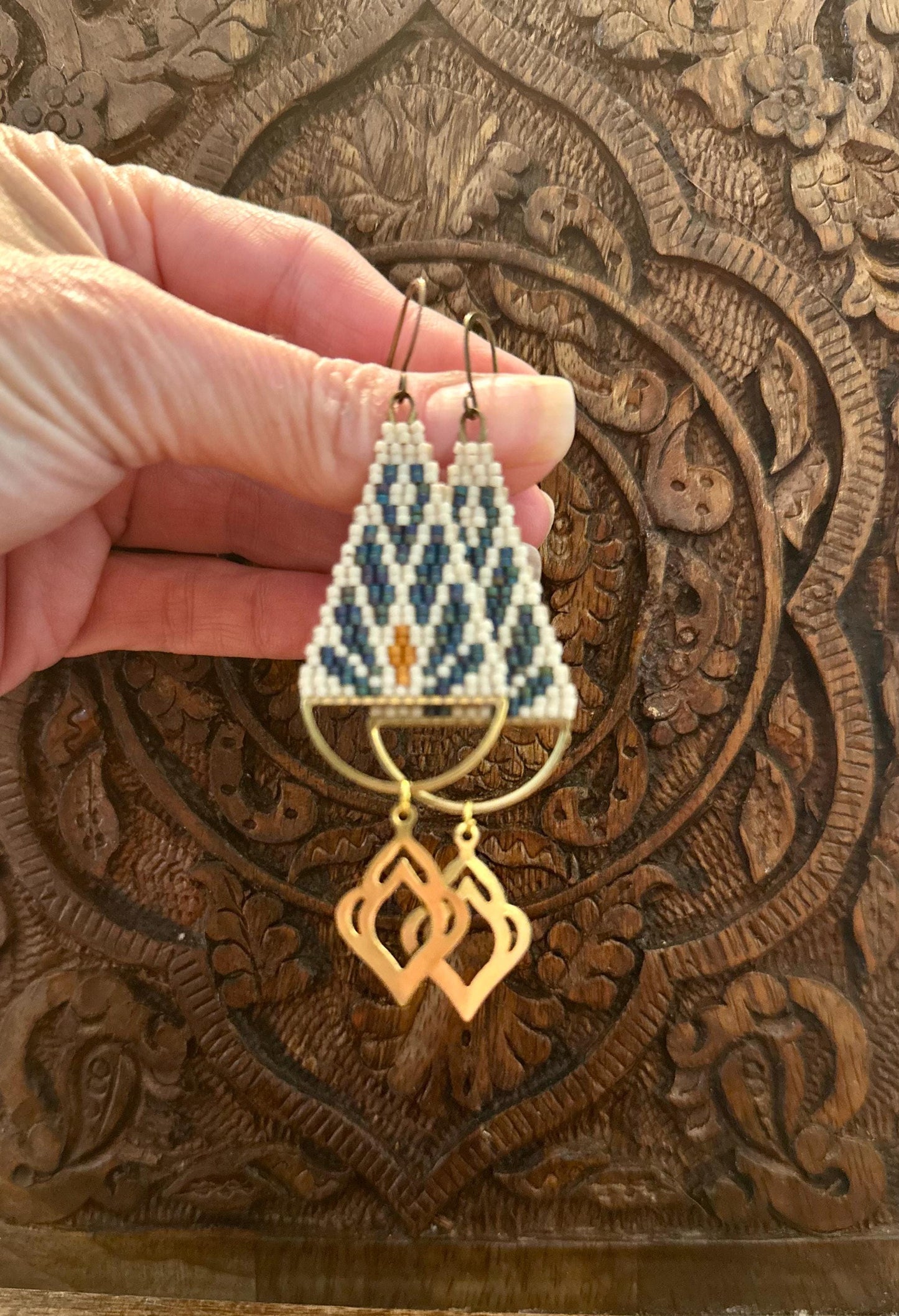 Hand-Beaded Fringe Earrings
