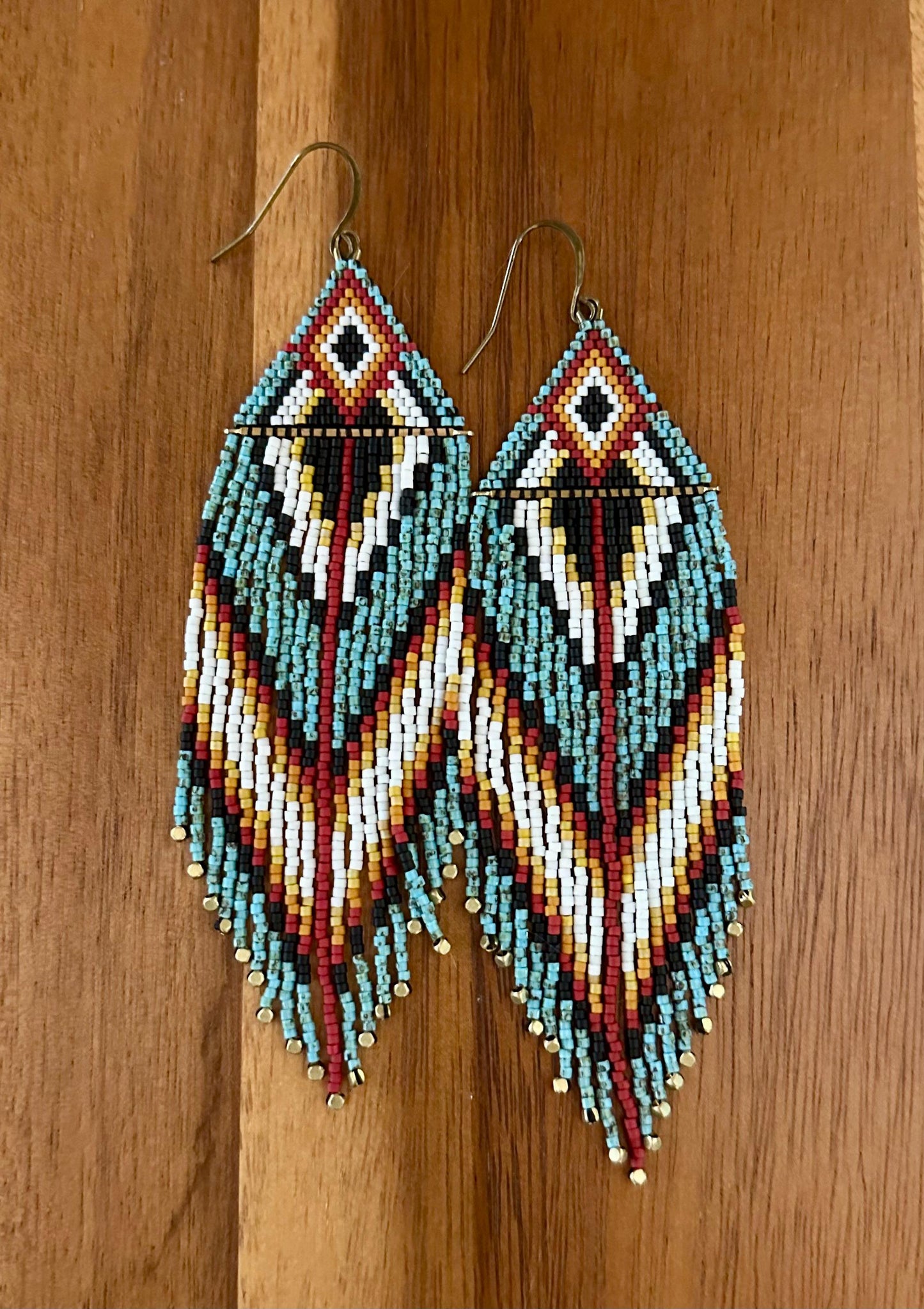 Hand-Beaded Fringe Earrings