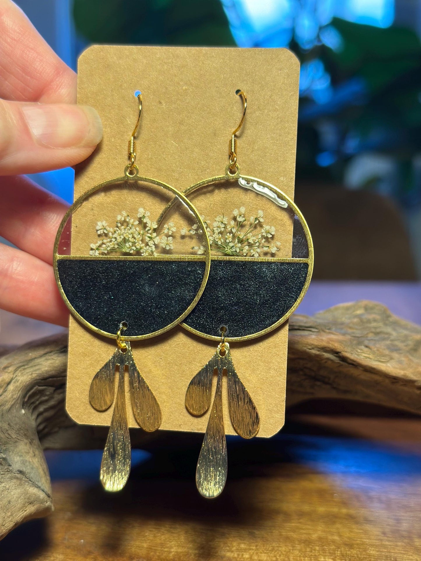 Resin and beaded earrings