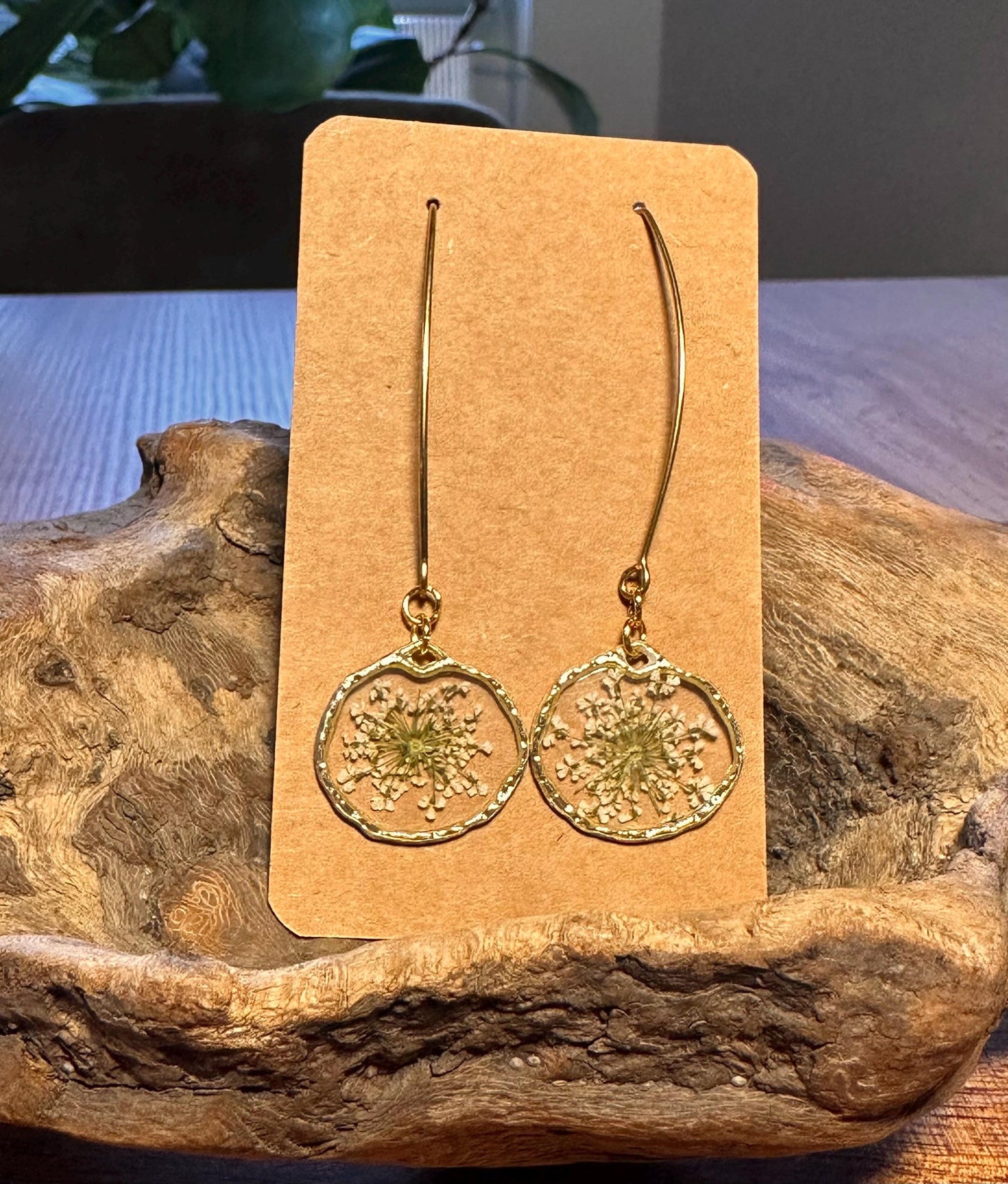 Resin and pressed flower earrings