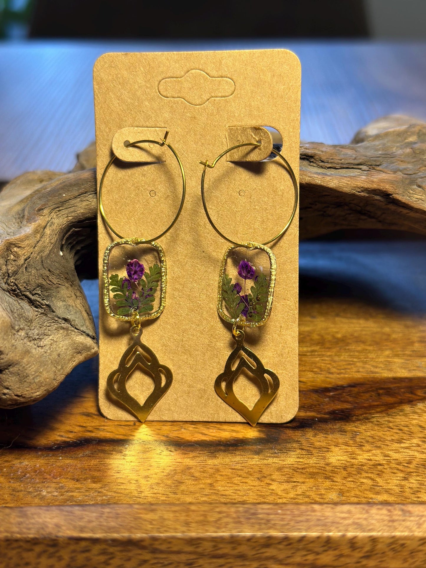 Resin and pressed flower earrings
