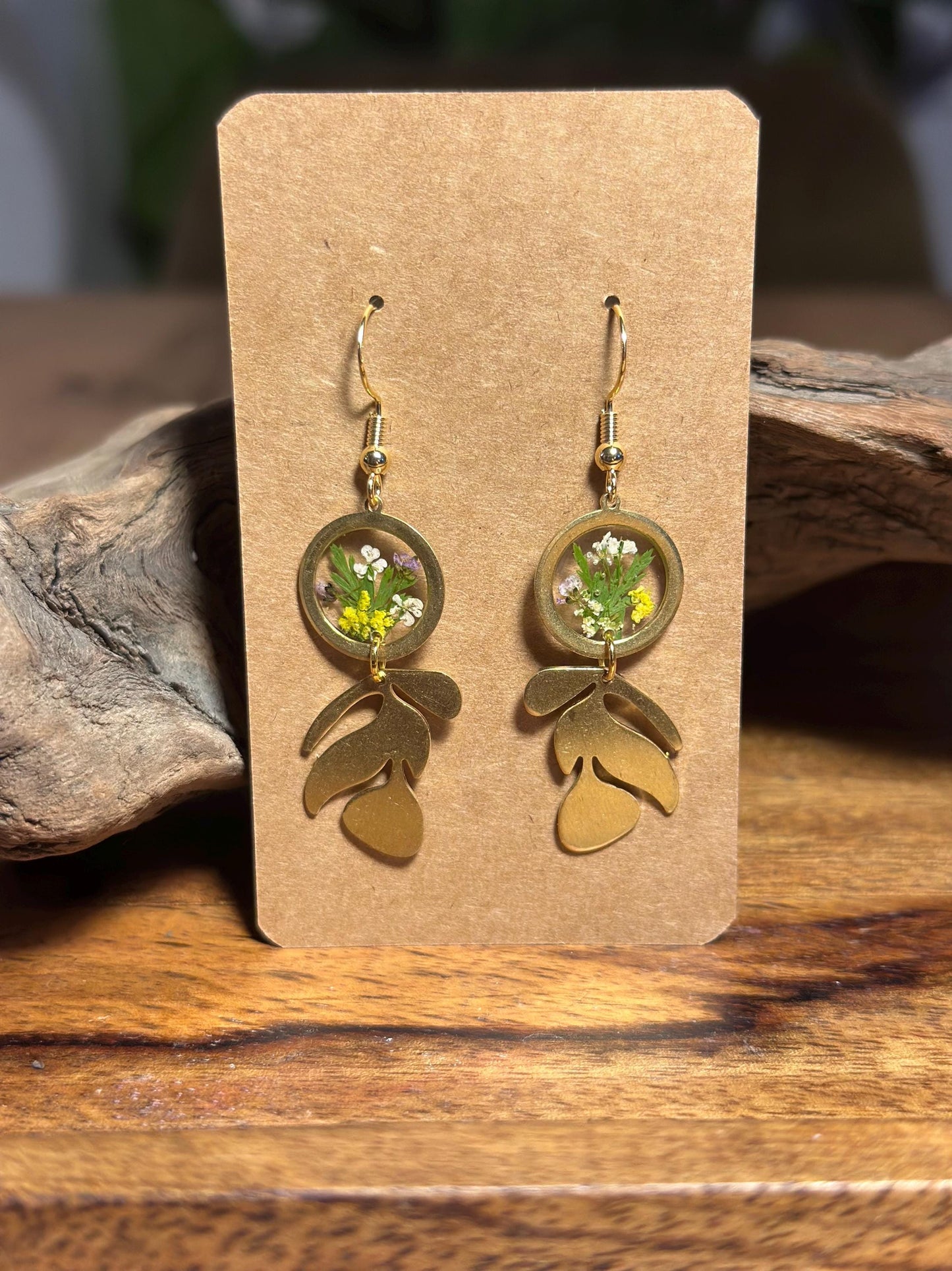 Resin and pressed flower earrings