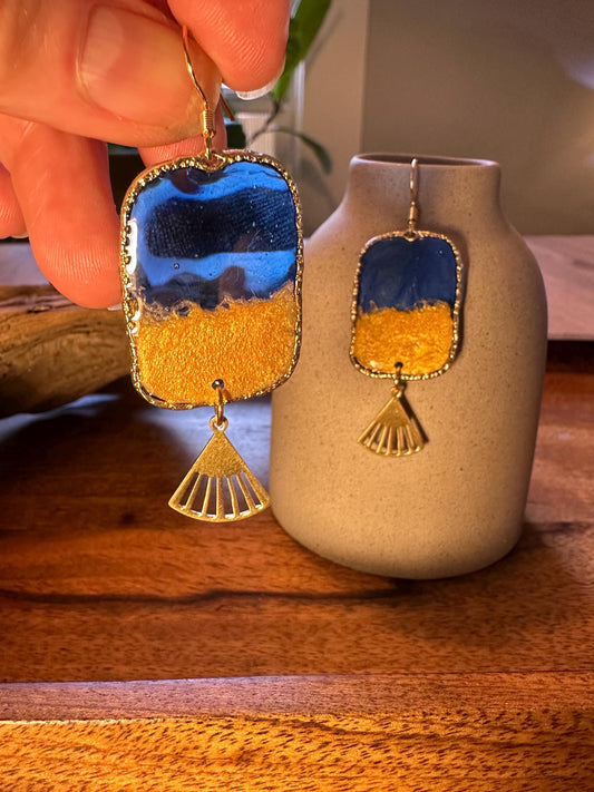 Resin and beaded earrings