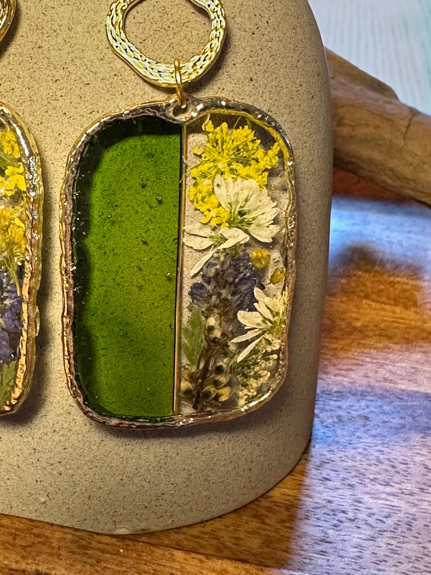 Resin and pressed flower earrings