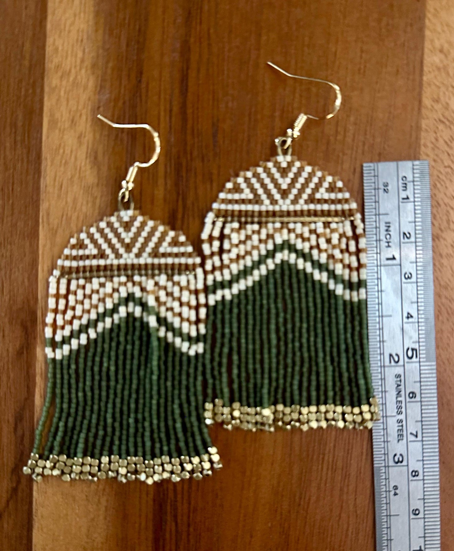 Hand-Beaded Fringe Earrings