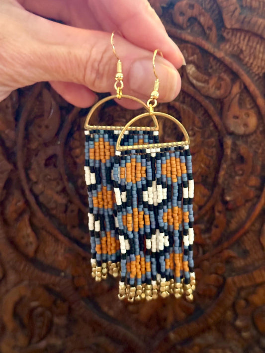 Hand-Beaded Fringe Earrings