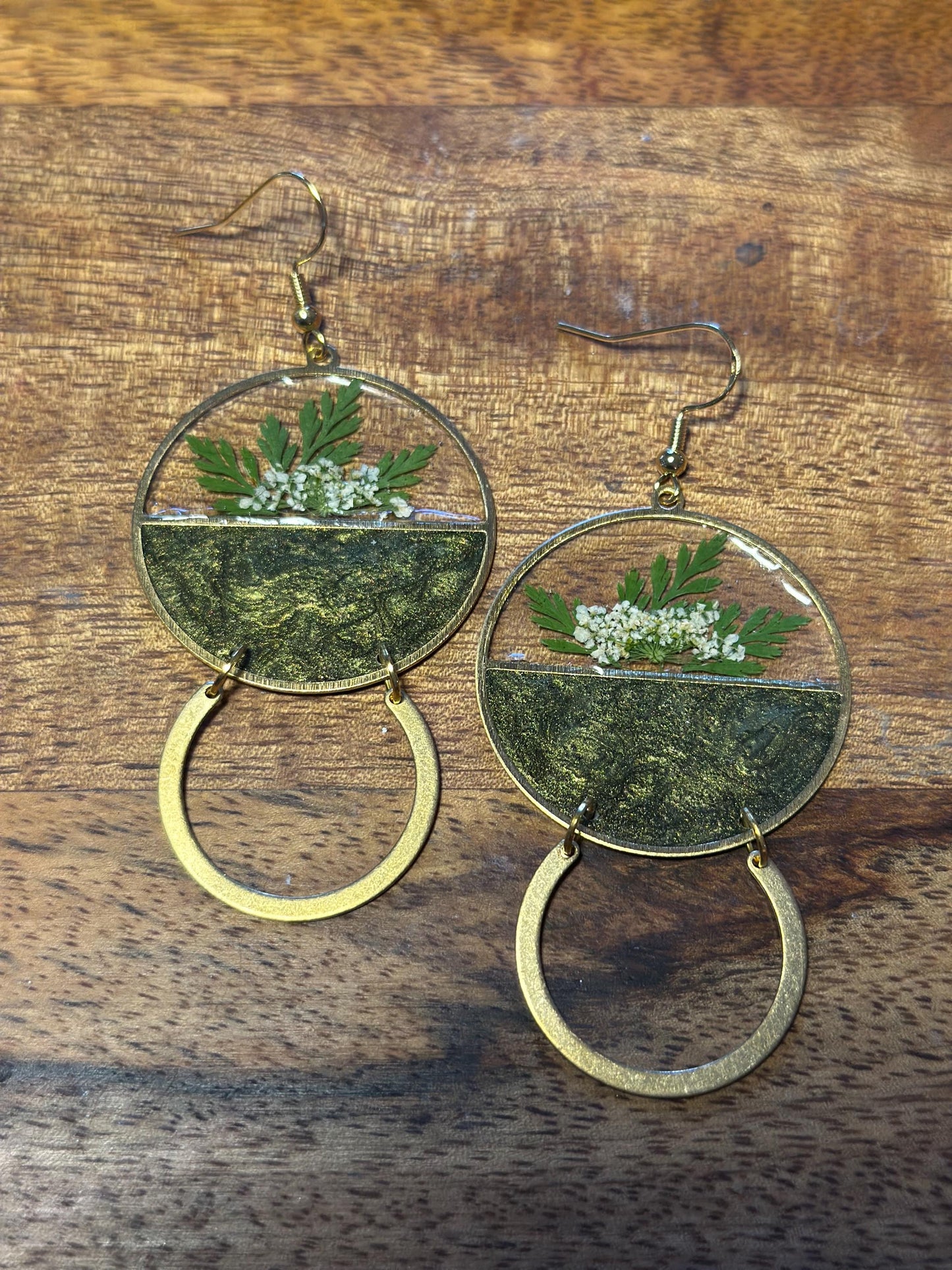 Resin and pressed flower earrings