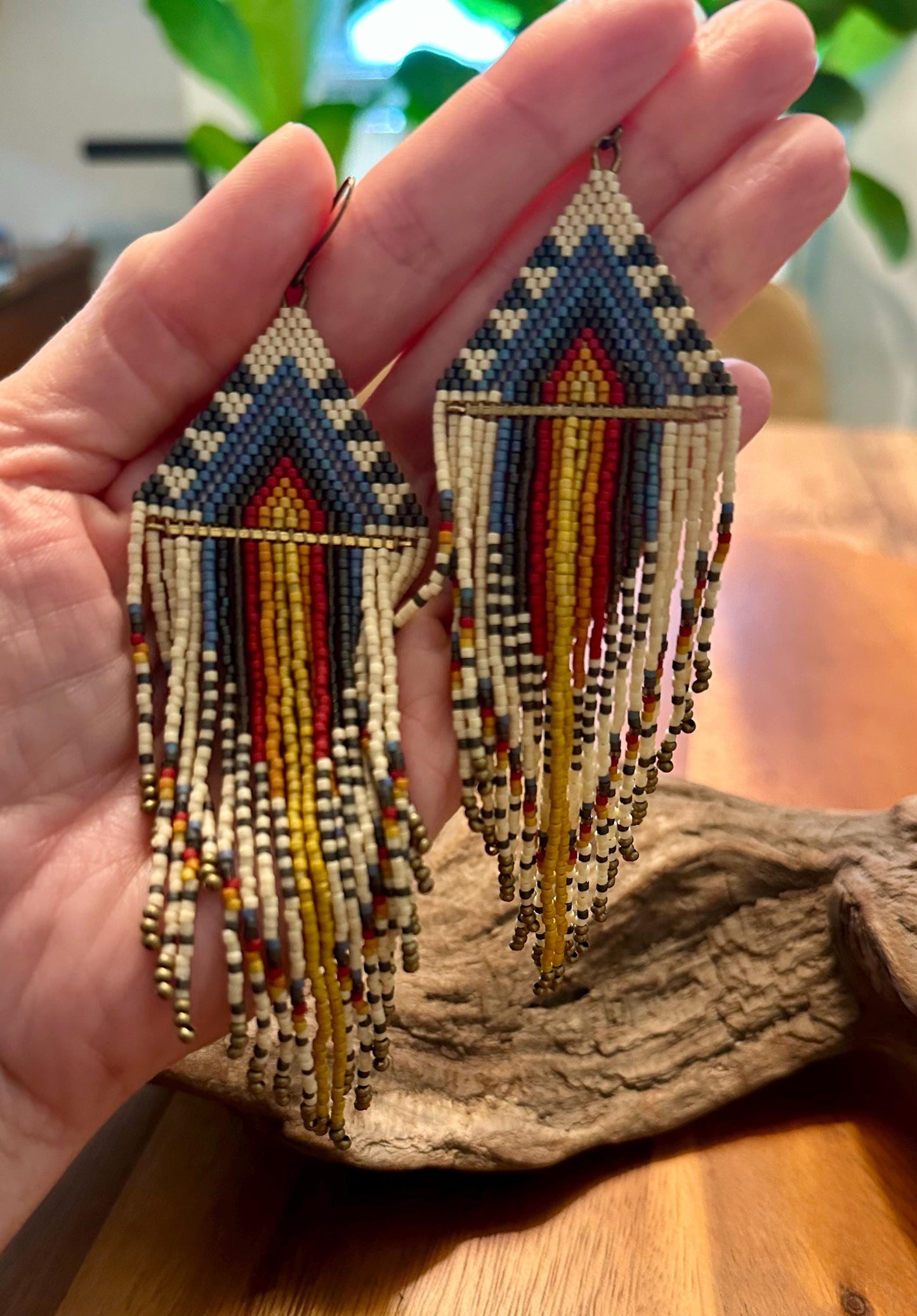 Hand-Beaded Fringe Earrings