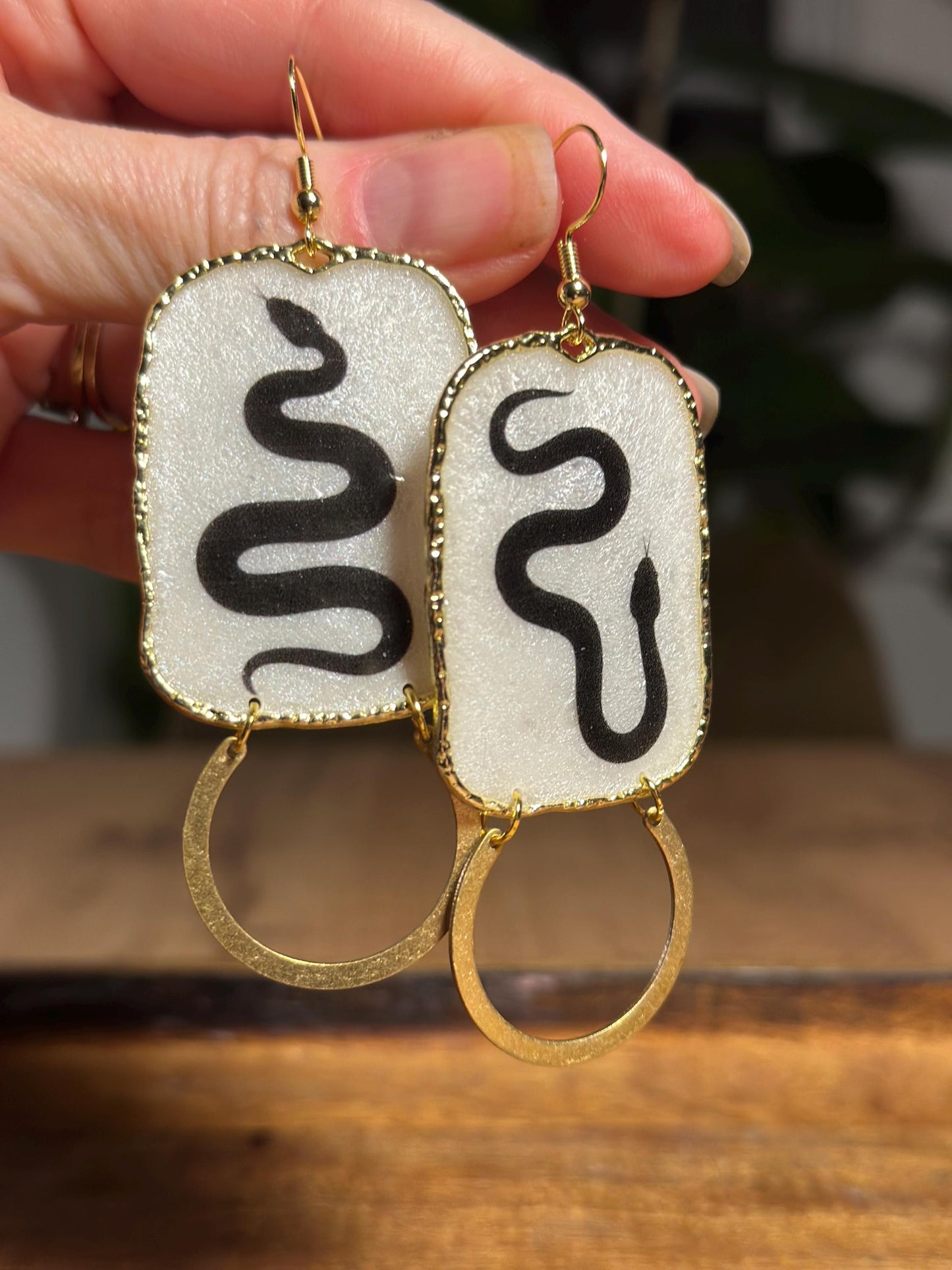 Resin and beaded earrings