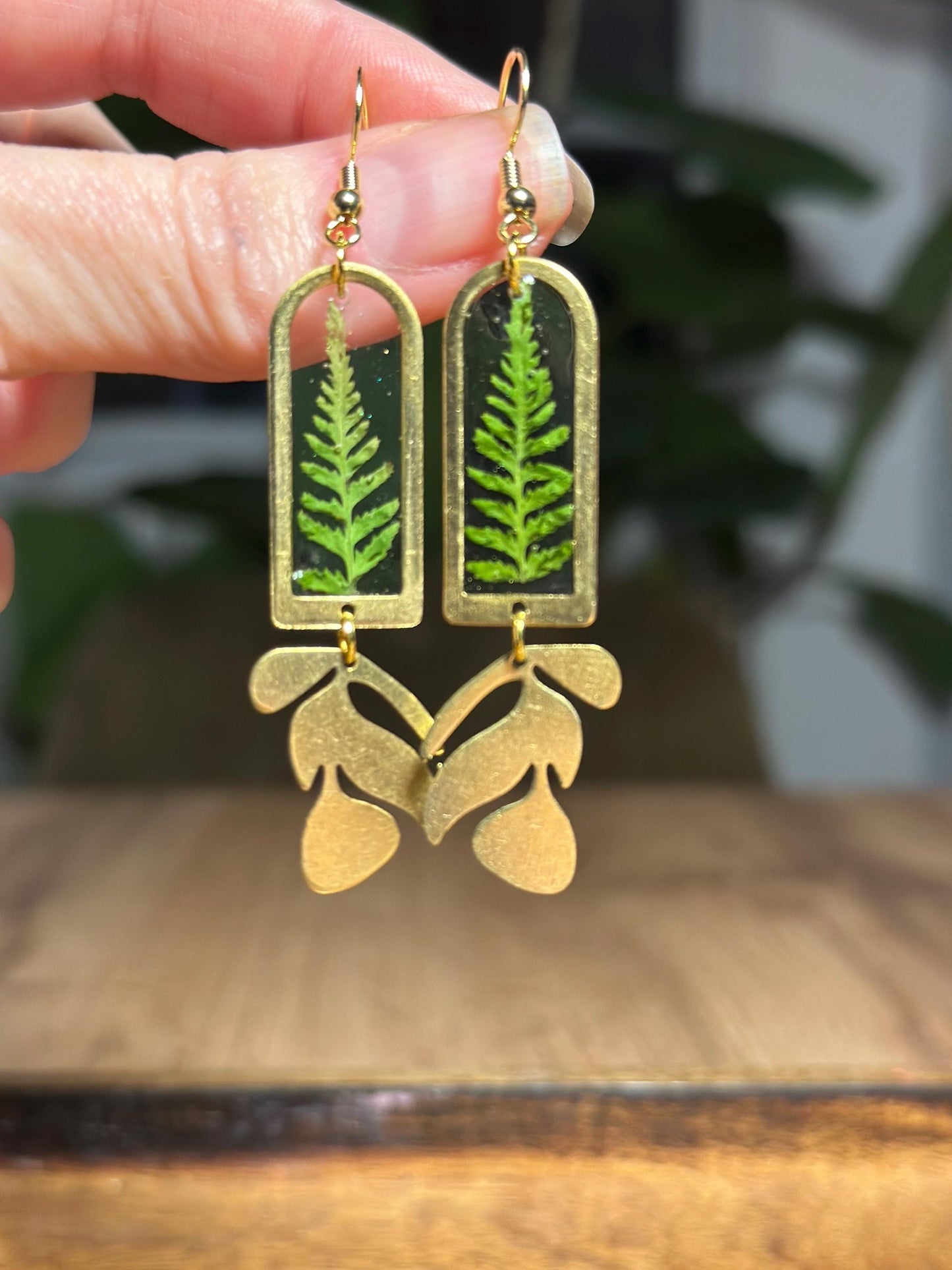 Resin and pressed flower earrings
