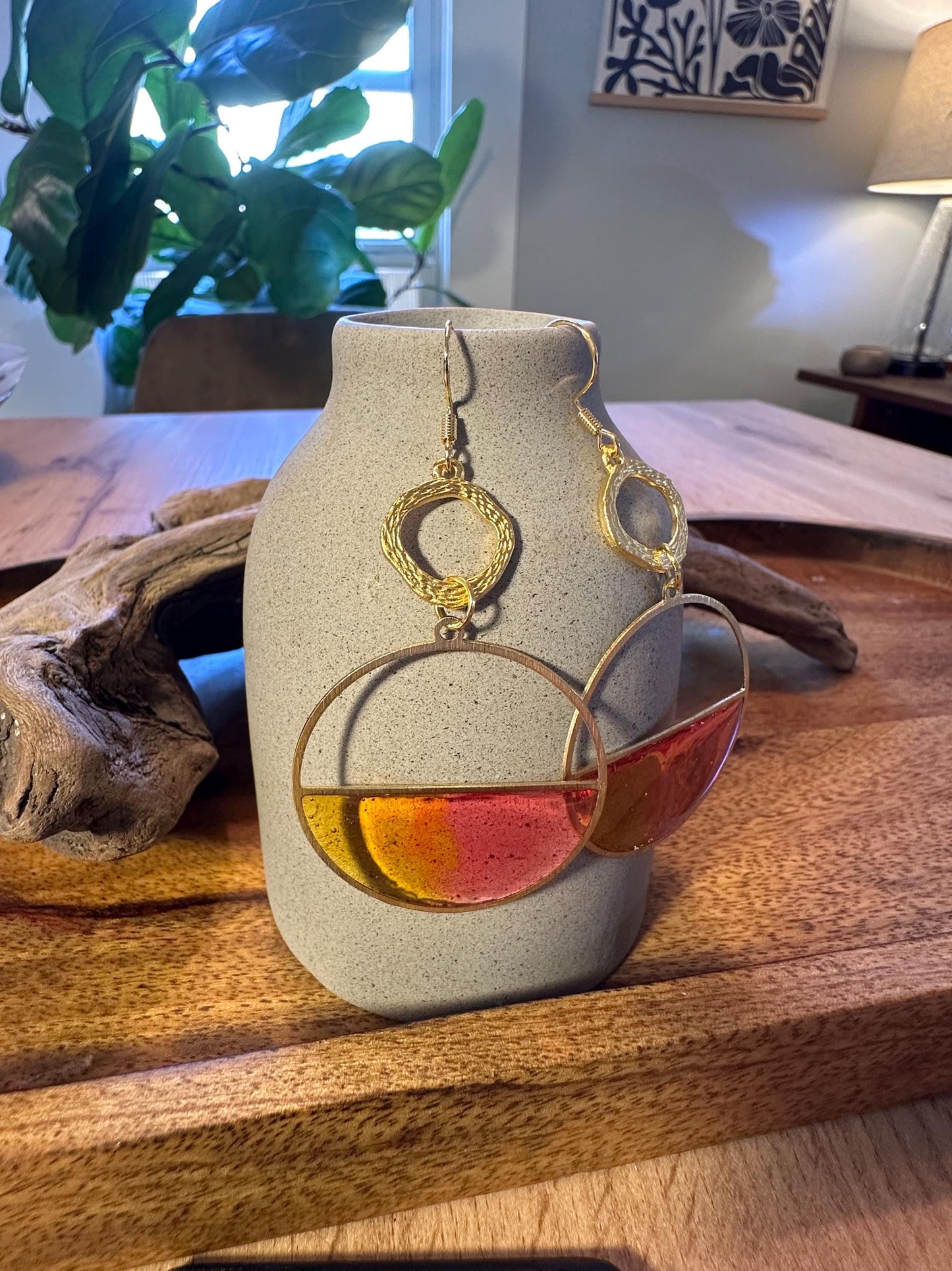 Resin and beaded earrings