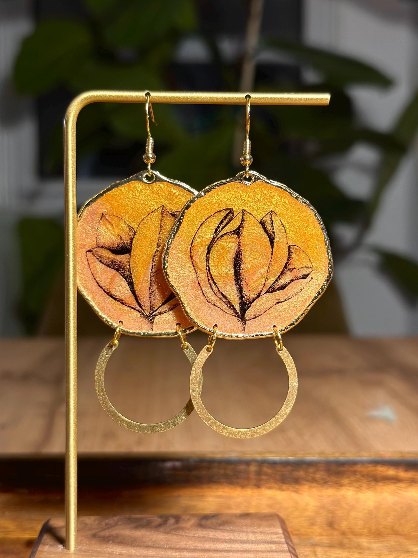 Resin and beaded earrings