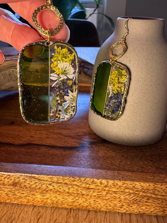 Resin and pressed flower earrings