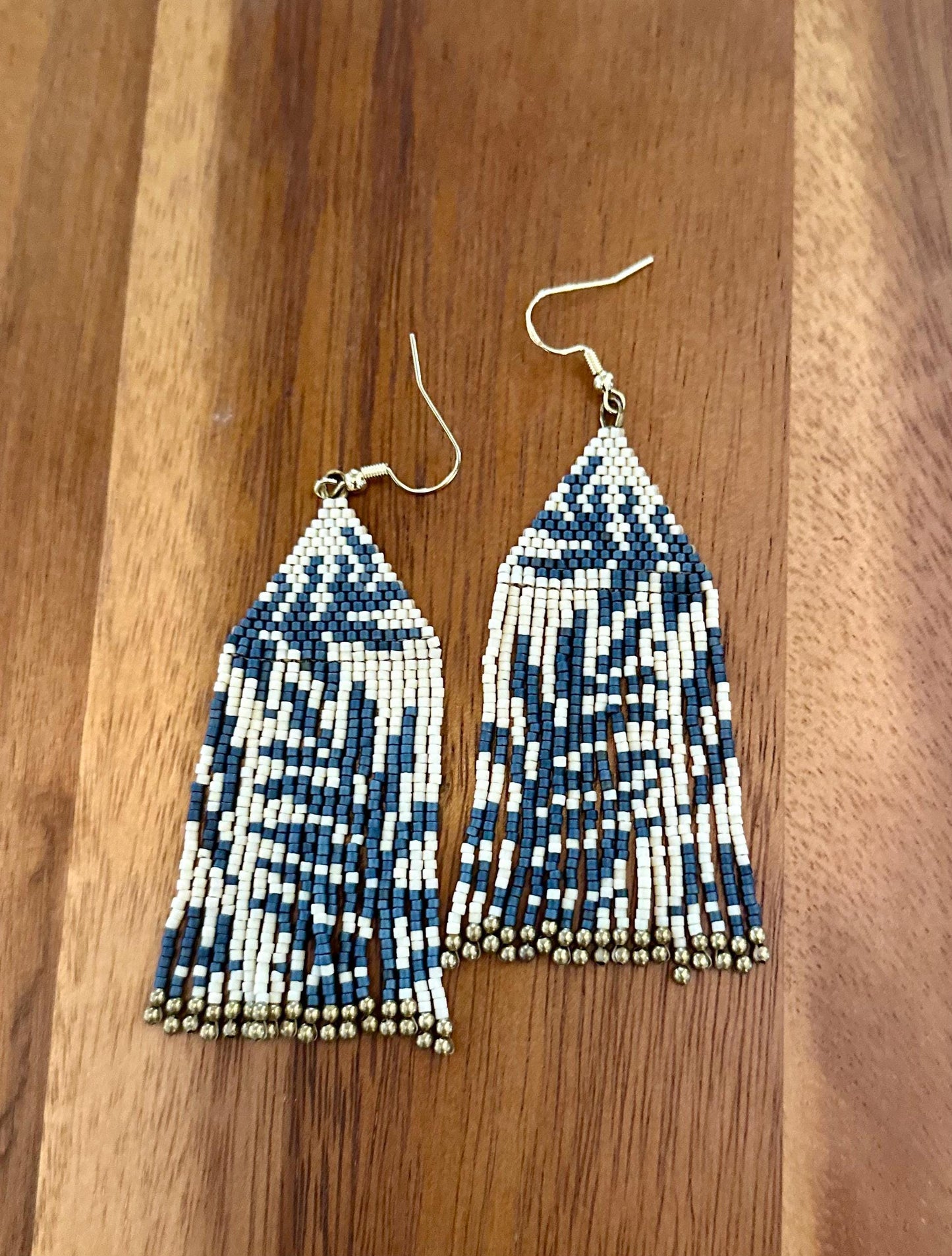 Hand-Beaded Fringe Earrings