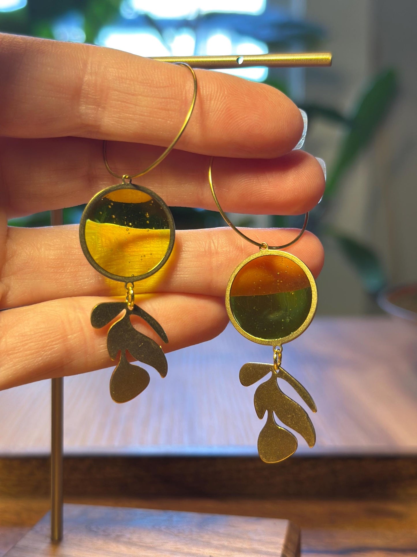 Resin and beaded earrings