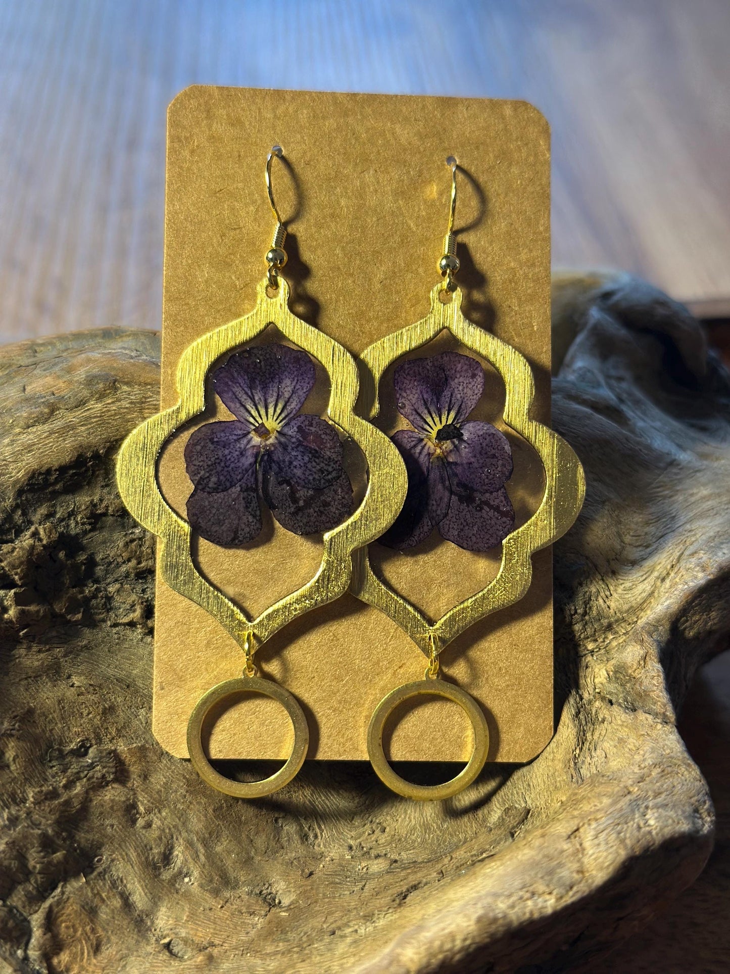 Resin and pressed flower earrings