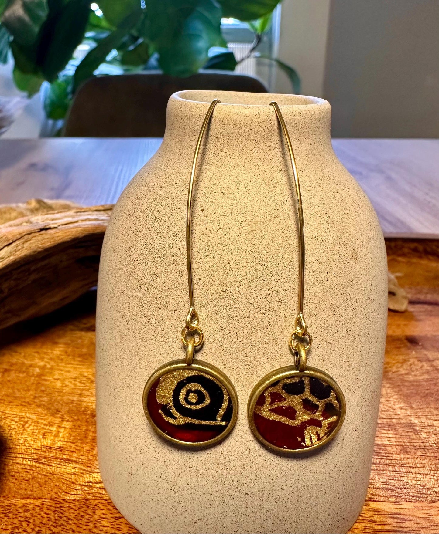 Resin and beaded earrings